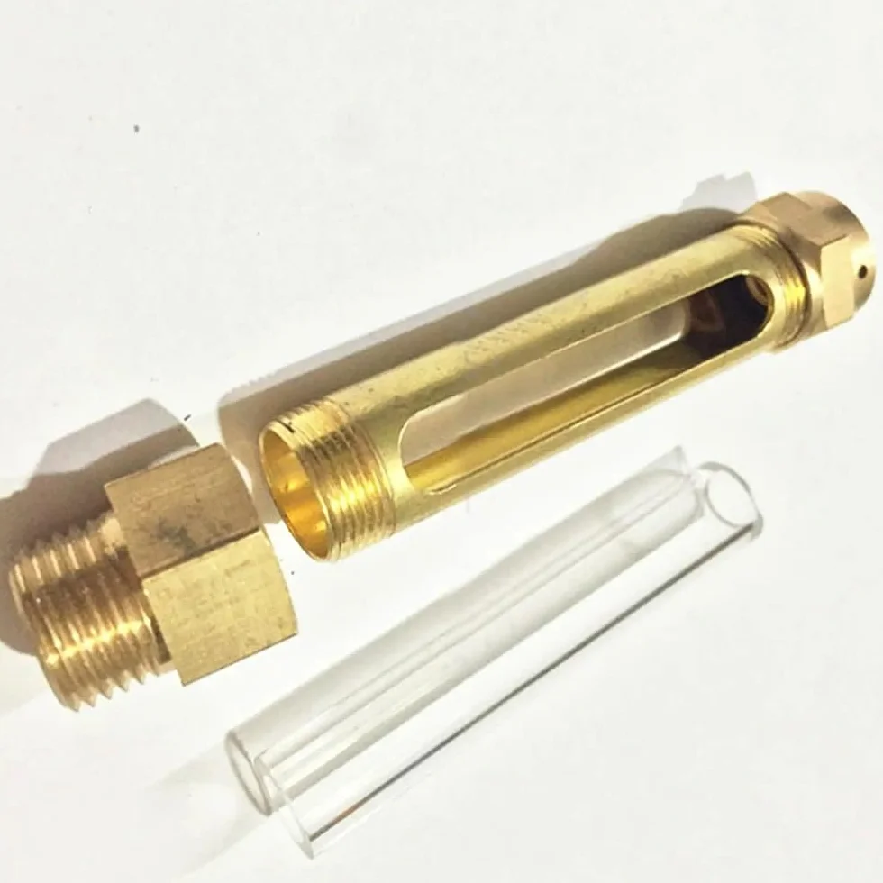 Oil Level Indicator, Length 80/100/150/200mm M10 M12 M16 1/4" 3/8" 1/2" BSP Lube Devices Brass Oil Level Gauge Indicator Sight Glass for Lathes Sump 1PC(Length 100mm,1/2")