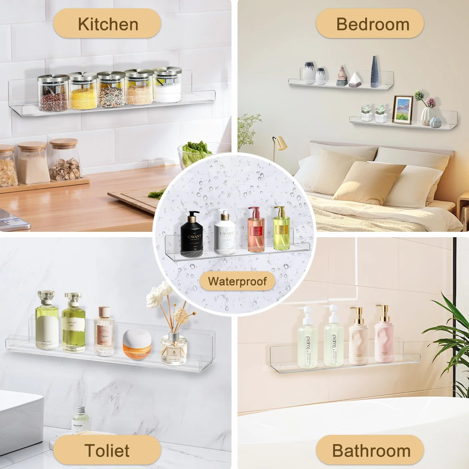 AMEITECH Przezroczyste akrylowe półki ścienne, 10 sztuk, akrylowe regały, organizer ścienny i do przechowywania przedmiotów kolekcjonerskich, figurek, samochodzików, perfum, regał na książki dla