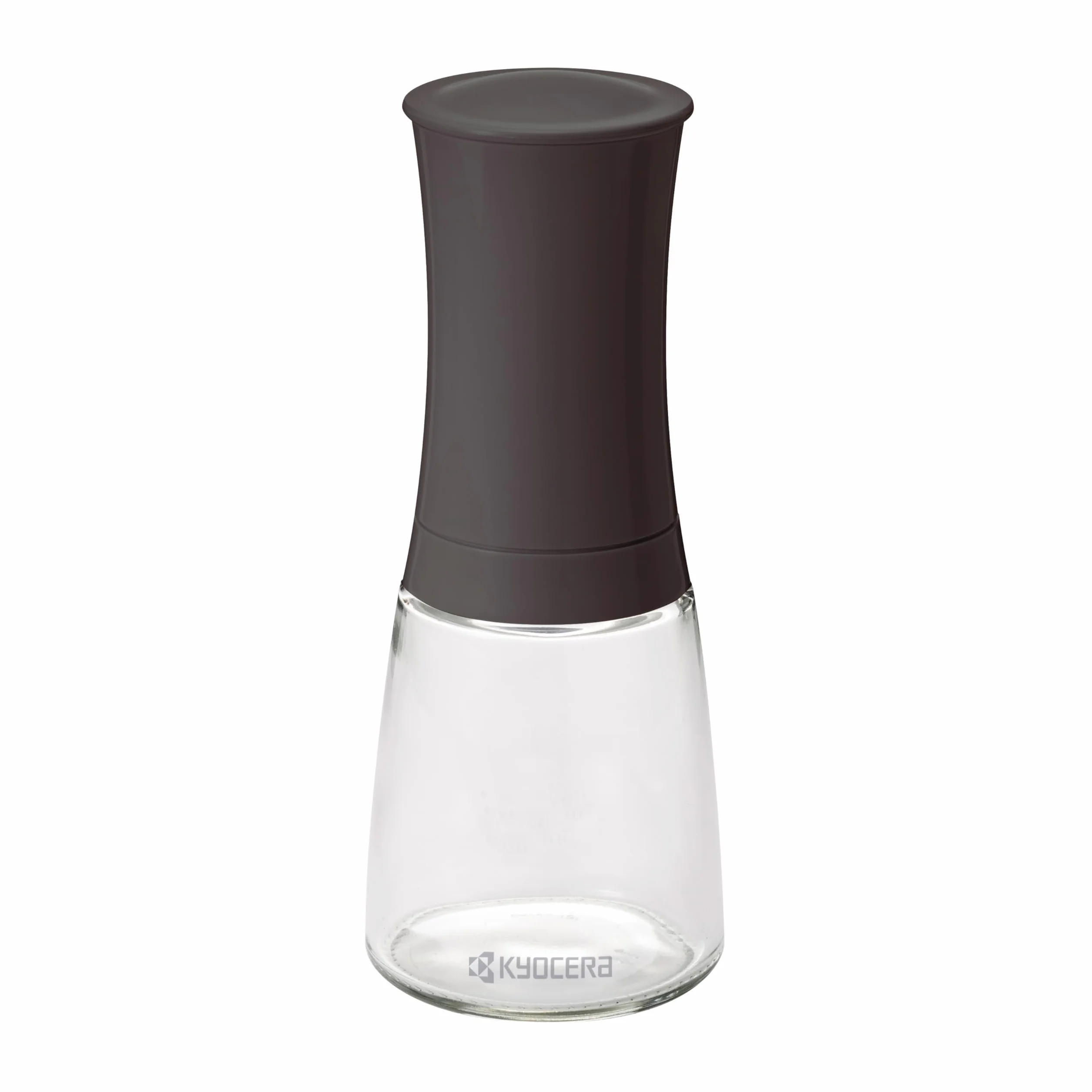 KYOCERA Kitchen Products Młynek do nasion z młynkiem ceramicznym, regulowany od grubego do drobnego, pojemnik szklany, brązowy, CM-20C SF