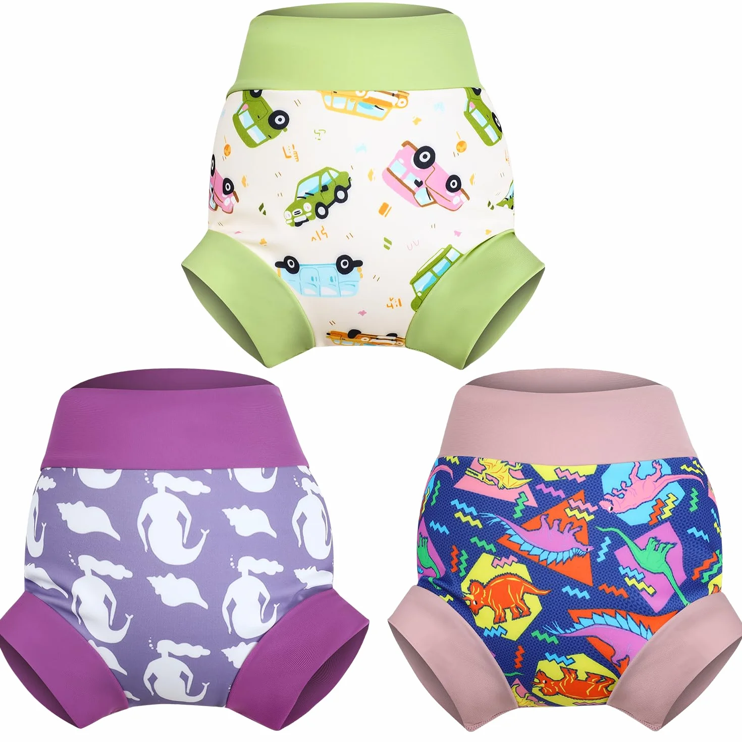 MOEMOE BABY Pieluchy do pływania dla niemowląt, wielokrotnego użytku, wodoodporne pieluchy do pływania, kostium kąpielowy dla chłopców i dziewczynek, fioletowe, rozmiar S/2T/2 lata