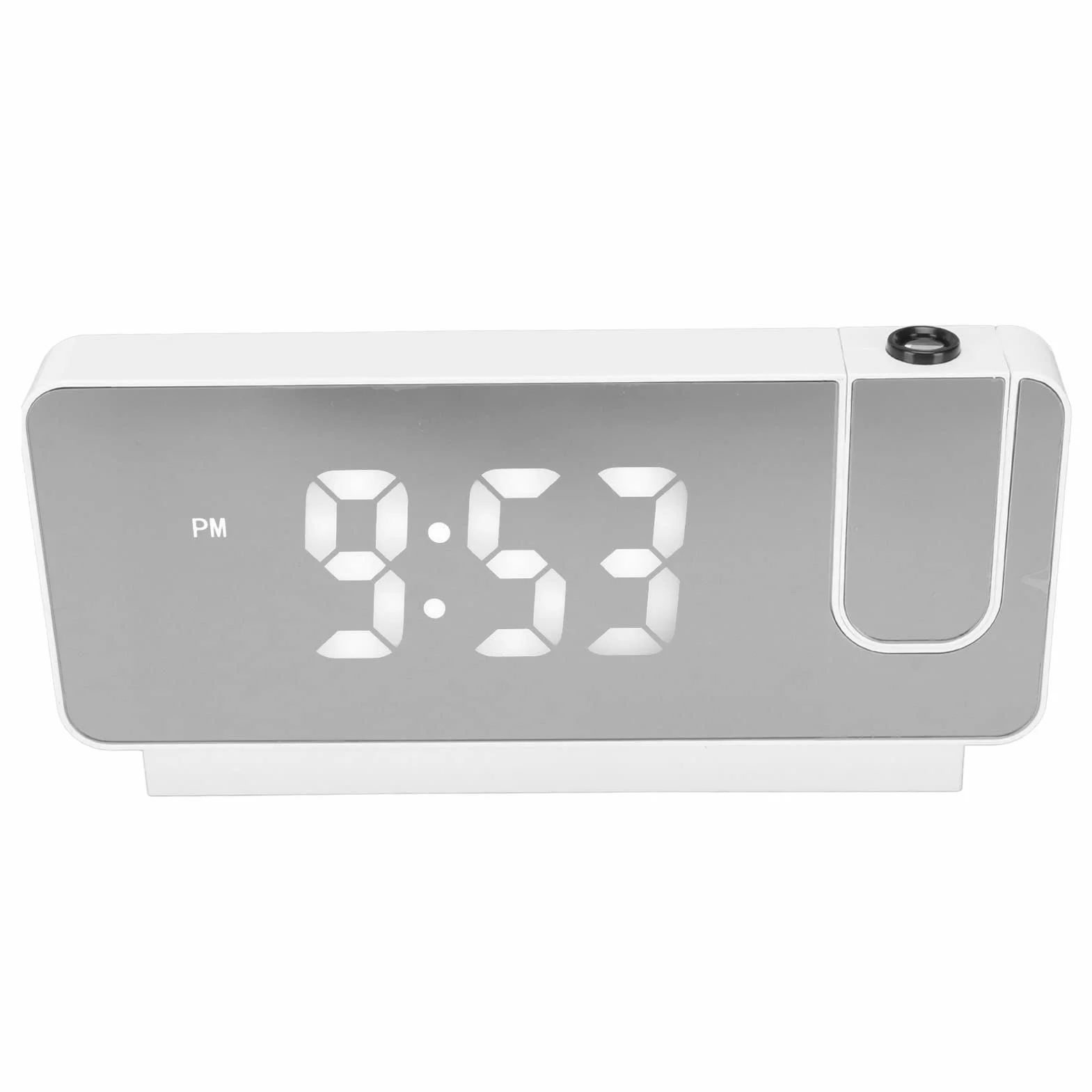 Yosoo Health Gear Budzik projekcyjny, lustrzany budzik LED z projektorem, godzina, data, wyświetlacz temperatury, szeroki kąt 180 stopni, ekran LED HD, projekcyjny zegar cyfrowy do sypialni, biały