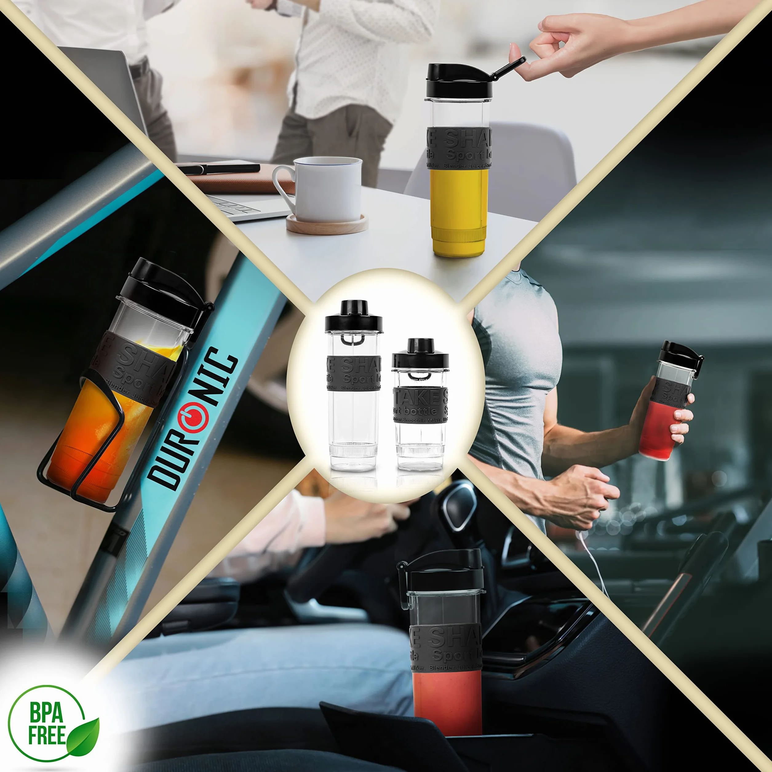 Duronic BL520 Miniblender personalny blender kielichowy z bidonami 400 i 570 ml do koktajli smoothie moc 500W | Blend & Go | mini Blender sportowy mały i prosty w obsłudze bez przelewania