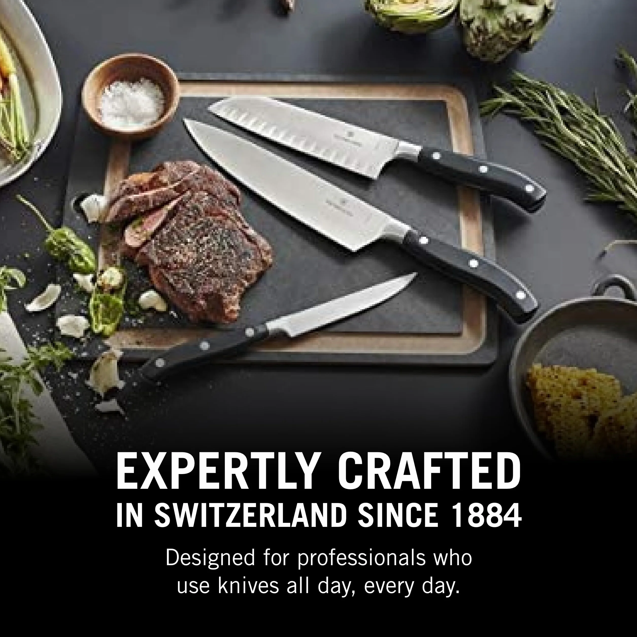 Victorinox Grand Maître Steakmesser 7.7203.12G extra scharfe Klinge Spülmaschinengeeignet Schwarz