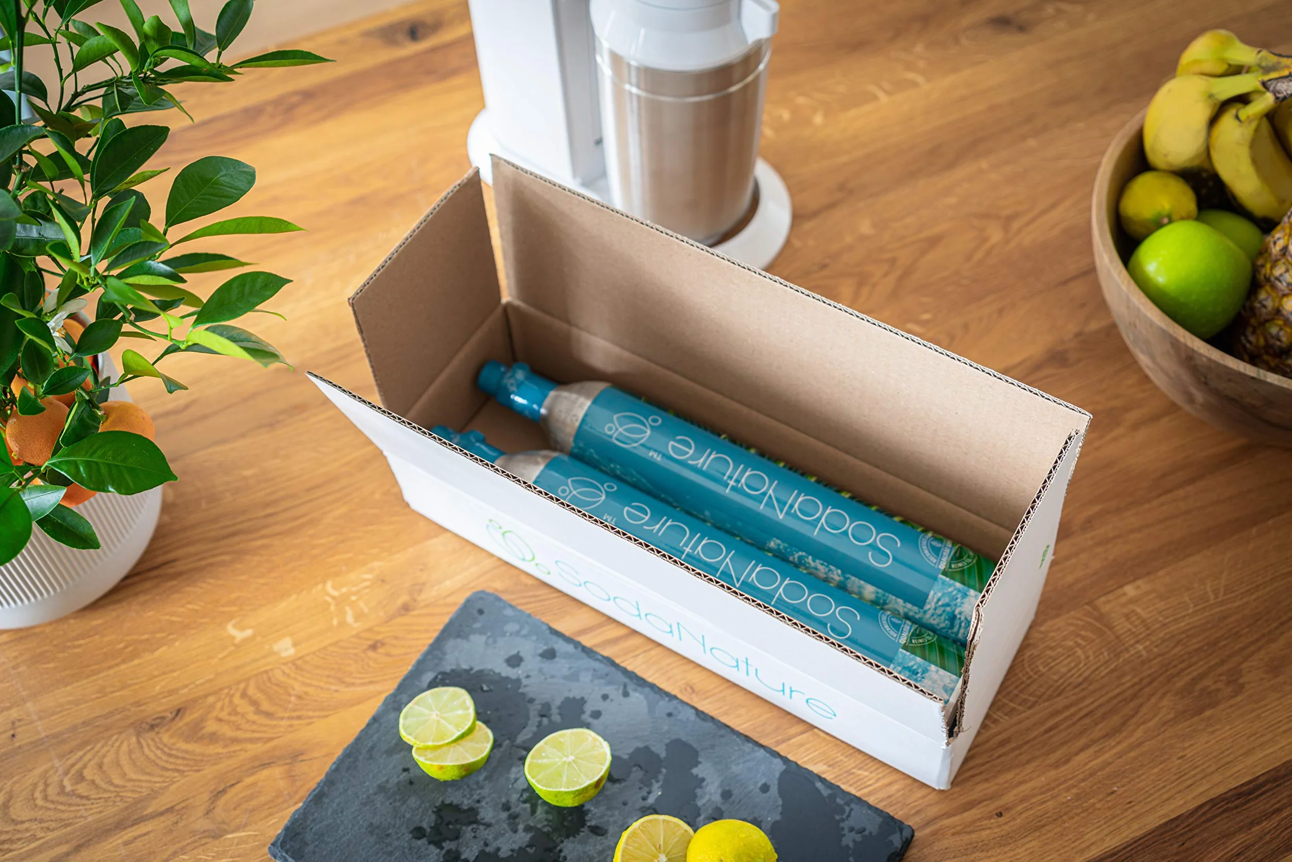 SodaNature | 2 x Premium 60 l CO2 cylindry do SodaStream (z wyjątkiem QC), Aarke itp. | nowy i po raz pierwszy napełniony w Niemczech | naturalny dwutlenek węgla do 2 x 60 l | TÜV do 2035 [425 g]