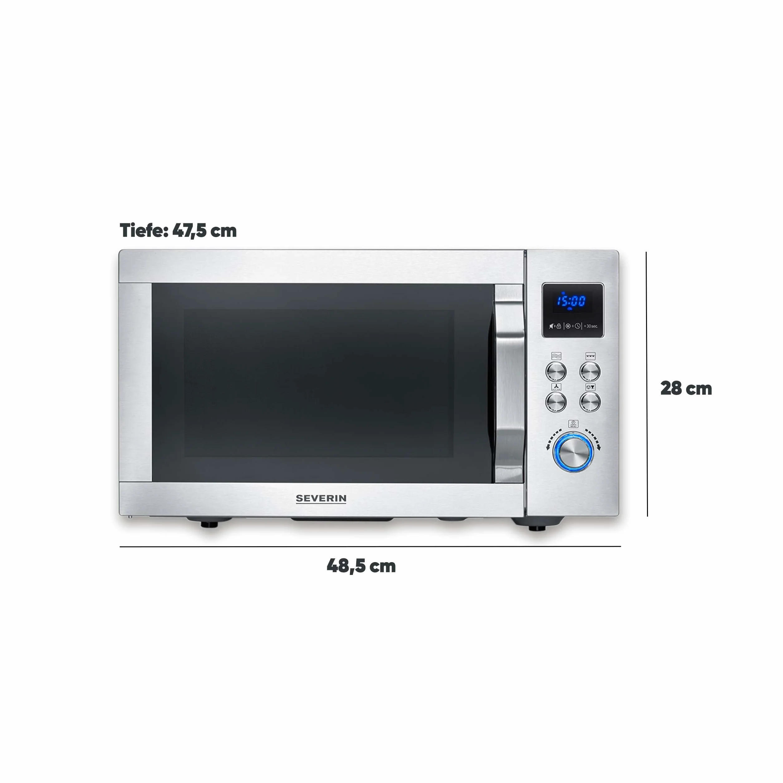 Kuchenka mikrofalowa SEVERIN 4 w 1 „Crispy Wave”, funkcja gorącego powietrza do 230°C, frytkownica na gorące powietrze, piekarnik i grill, maks. moc 2150 W, 25 l, srebrna/stal nierdzewna, MW 7982