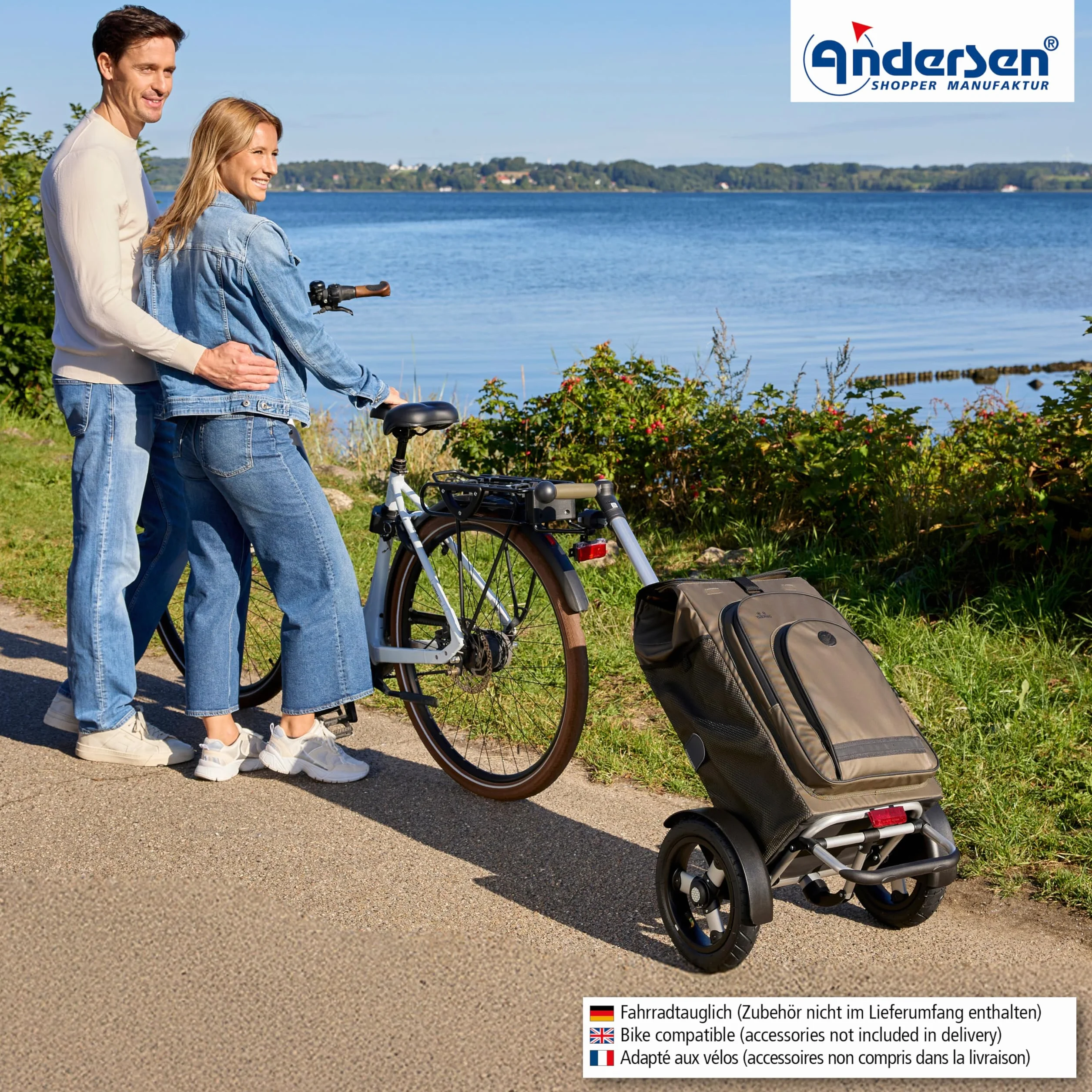 ANDERSEN Wózek na zakupy – Tura Shopper Hydro 3.0 Oliv 62 l Bike, wózek na zakupy, plecak, termiczny, aluminium, ergonomiczny uchwyt, składany, koło z łożyskiem kulkowym