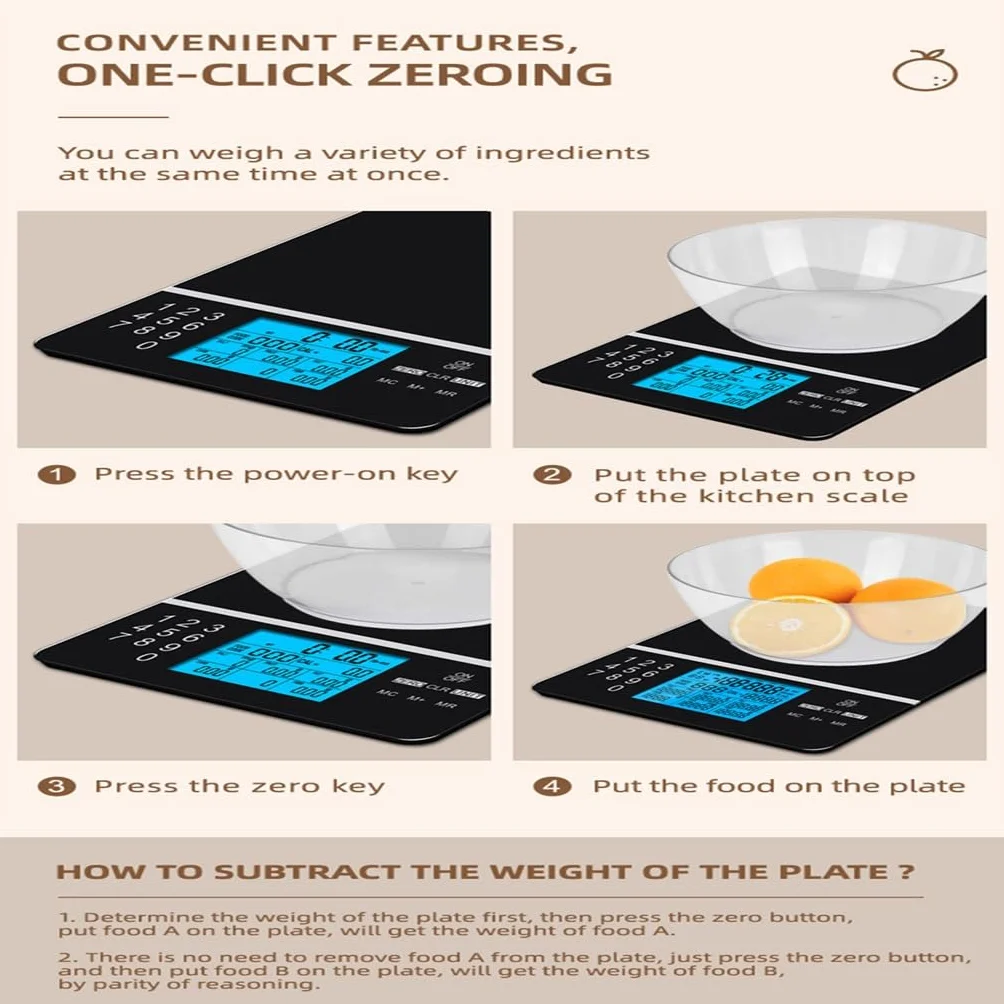 JFDBGU Electronic Scale Smart Food Ingredients Kitchen Baking Household Portable Coffee