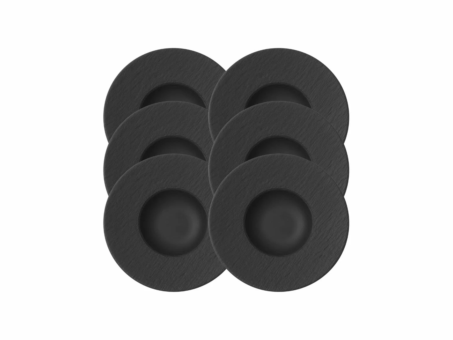 Villeroy & Boch – Manufacture Rock talerze do makaronu, 6 talerzy, porcelana Premium, można myć w zmywarce, można używać w kuchence mikrofalowej, kolor czarny