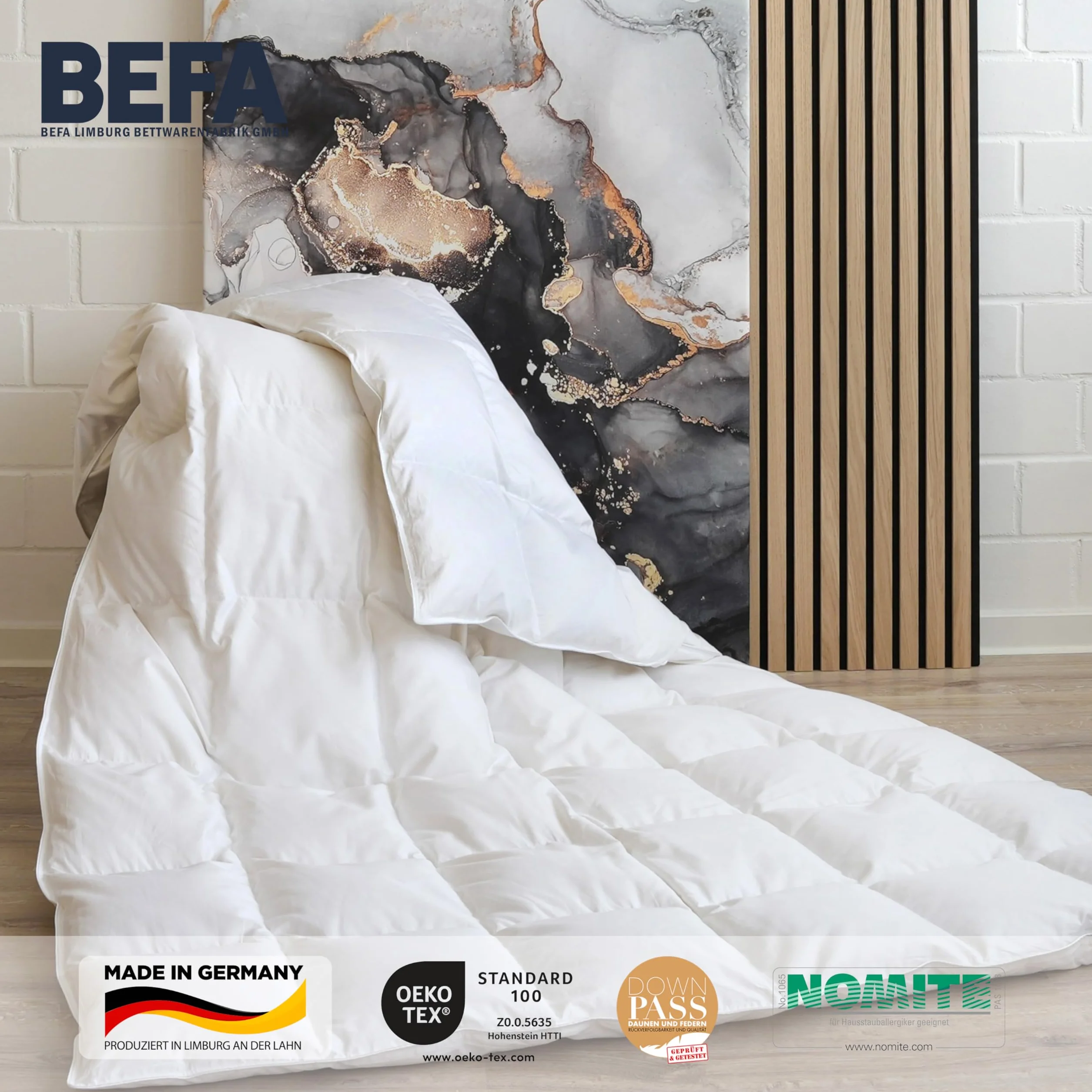 Kołdra puchowa Tencel 200x220 cm 90% puch 10% pierze BEFA NATUR Made in Germany Öko-Tex 100 klasa 1