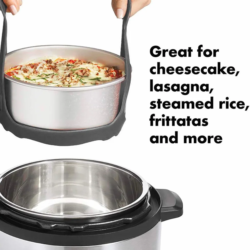 DdLUCK Chusta szybkowaru, silikon do pieczenia 6 Qt/8 Qt Instant Pot, NJ Foodi i wielofunkcyjna kuchenka przecispaleniowa, silikonowy stojak parowy bez BPA (szary)