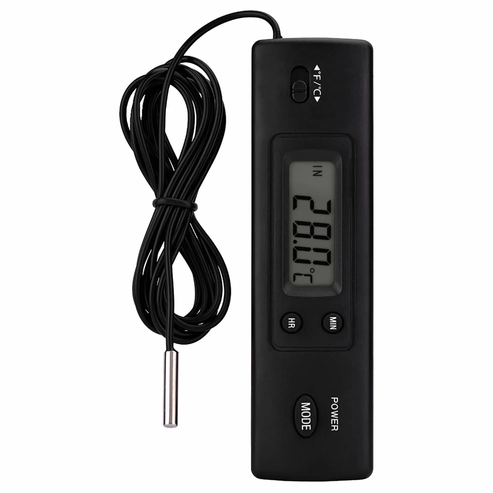 Elektroniczny termometr, optyczny cyfrowy miernik temperatury LCD z podwójną sondą pomiarową do użytku wewnątrz i na zewnątrz, do lodówek, klimatyzacji, zamrażarek, akwariów