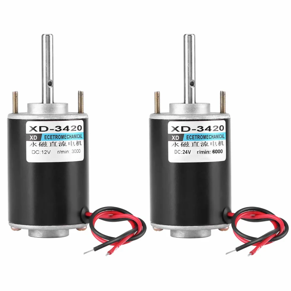 Silnik elektryczny, 30 W, 12 V/24 V DC, z magnesem stałym, CW/CCW, odwracalna wysoka prędkość, niski poziom hałasu dla majsterkowiczów XD-3420 (24 V 7500 obr./min)
