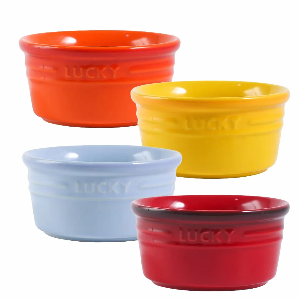 13 uncji Formy Suflet Ombre Kolor, Zestaw 4 Ramekins Ceramica (Warm)