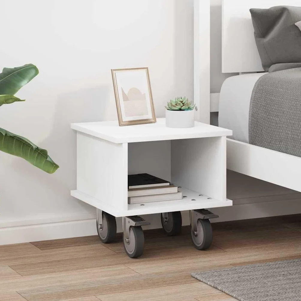 Hothingwell Szafka pod telewizor biała 37 x 35 x 35 cm drewno konstrukcyjne | Wiele przegródek, zarządzanie kablami, łatwe czyszczenie, do nowoczesnego salonu