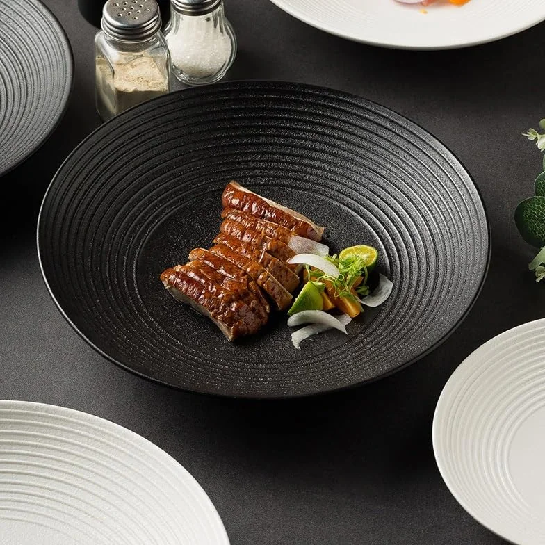 Talerz obiadowy talerze okrągły księżyc głęboki talerz ceramiczna przystawka makaron domowa sałatka duża miska do zupy restauracja zastawa stołowa zachodnie jedzenie kuchnia talerz obiadowy można