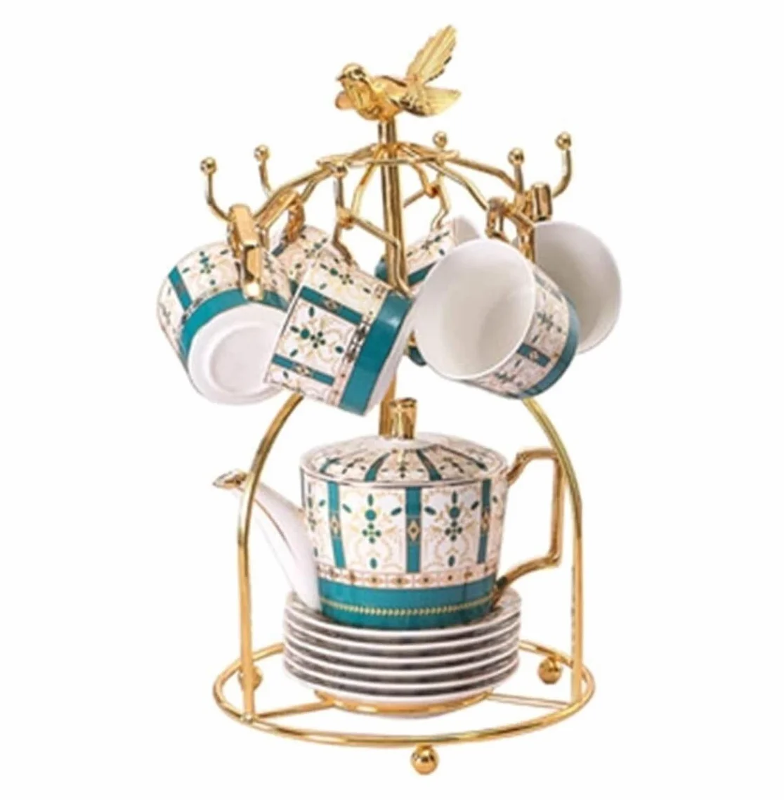 Zestaw Herbaty 14 Szt. Zestaw Do Herbaty Styl Europejski Szkliwiona Porcelana Serwis Kawy I Z Filiżankami Spodkiem Popołudniowa Herbata Drinkware Dla Domu Dzbanek do Filiżanki