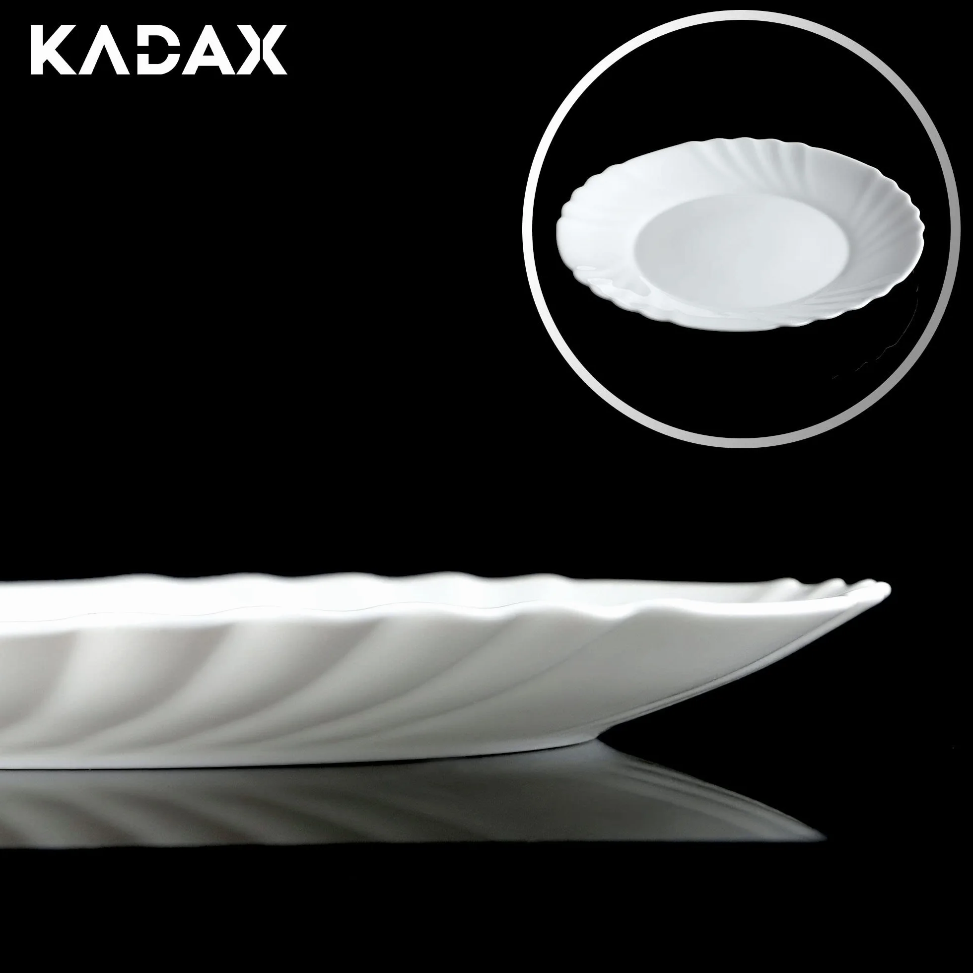 KADAX 36-częściowy serwis obiadowy dla 12 osób, serwis stołowy z talerzami do zupy, talerzami deserowymi i talerzami obiadowymi, zestaw talerzy ze szkła opalowego, zestaw naczyń (biały)