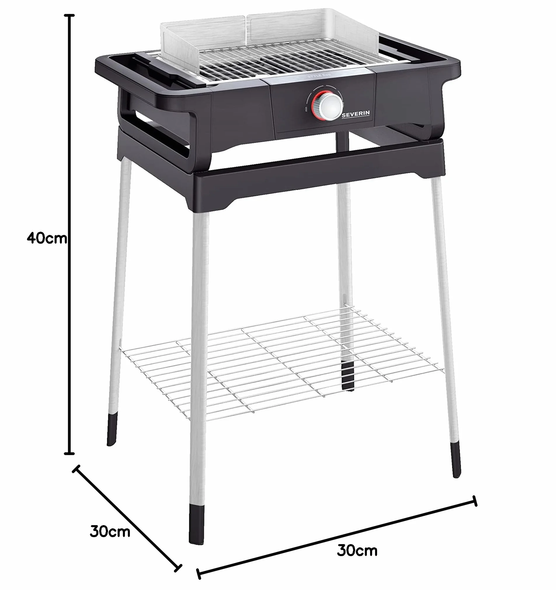 Severin PG 8124 Style Evo S Standgrill, 2500W, regelbarer Thermostat, Tischgrillfunktion, schwarz