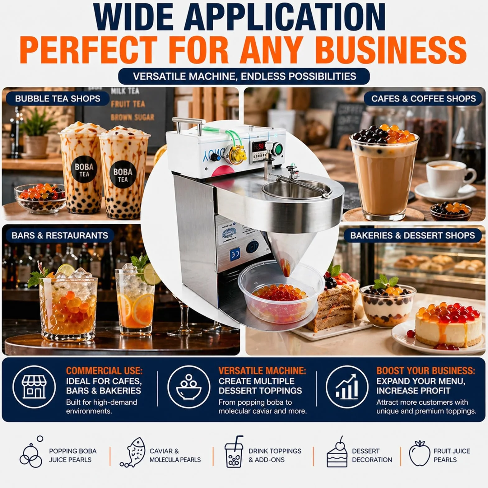 Maszyna do Popping Boba Automatyczna,Obsługa Gastronomii-Urządzenie do Perełek Owocowych-Oszczędność Czasu,Elektryczna Formierka do Kul soku dla Lodziarni