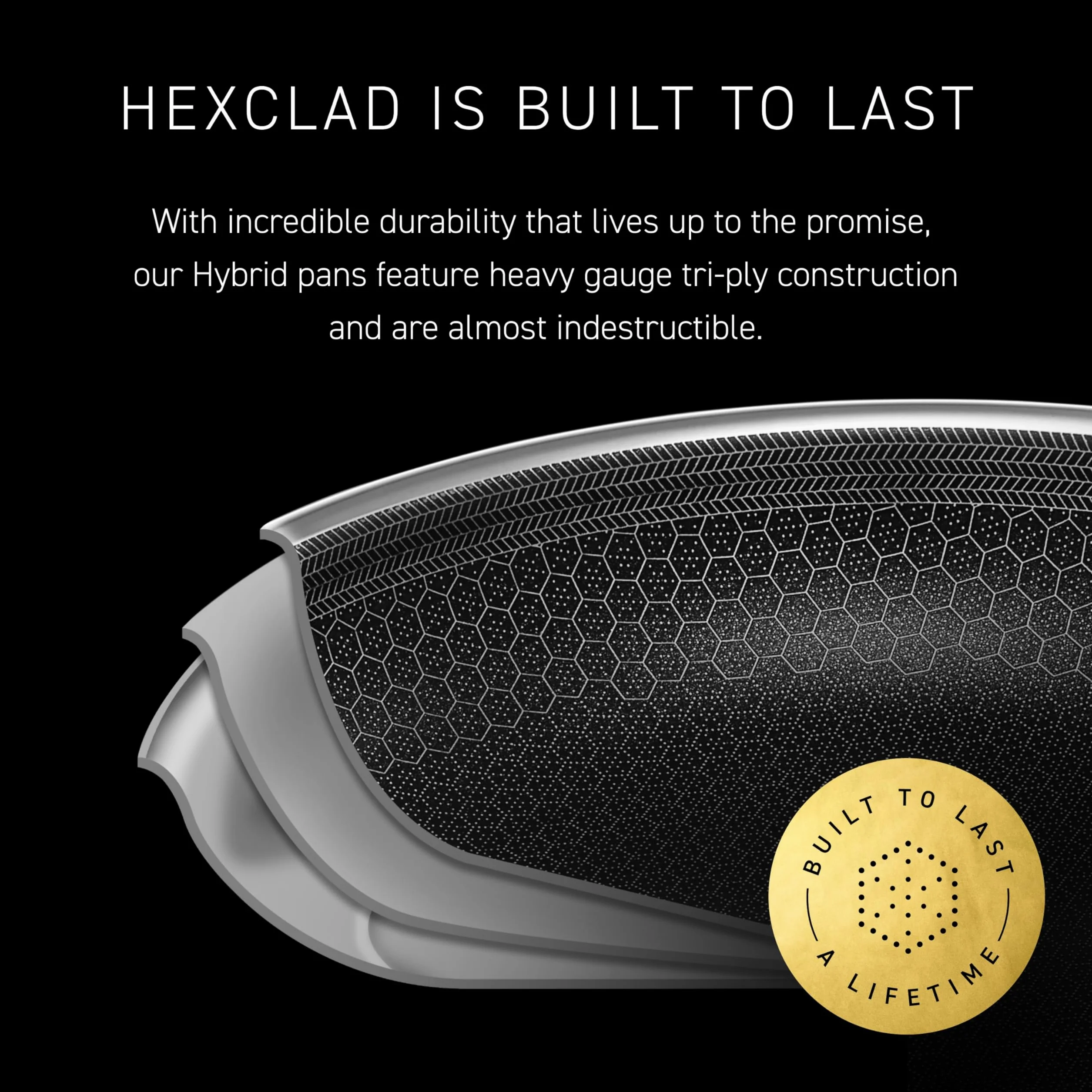 HexClad Hybrydowy nieprzywierający wok 25 cm, uchwyt utrzymujący chłód, gotowy do mycia w zmywarce, do piekarnika do 480°C, indukcyjności i kompatybilny ze wszystkimi płytami