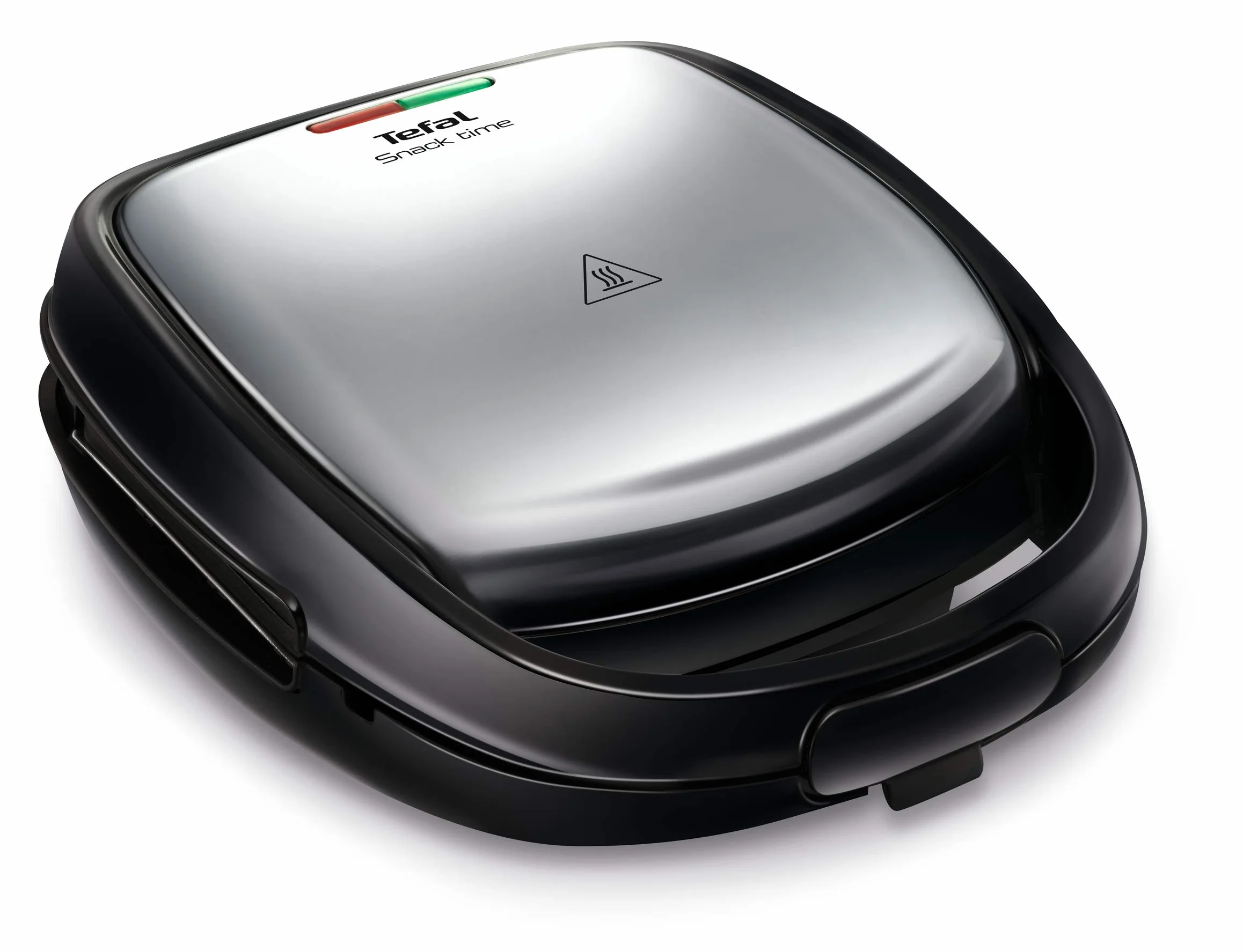 TEFAL Snack Time 2 SW341D12 Opiekacz do kanapek i gofrów metalowy, Czarno-stalowy