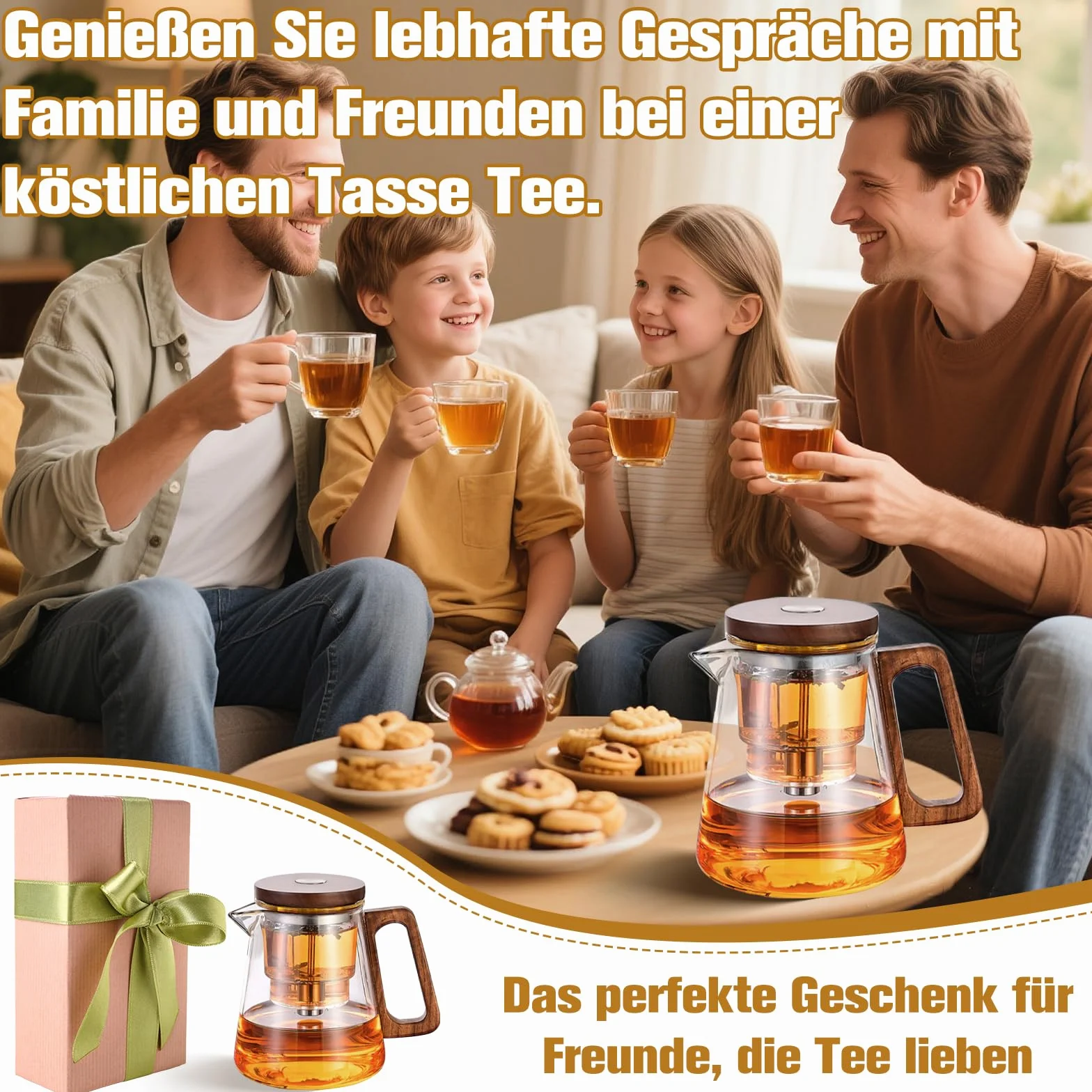 Magic szklany dzbanek do herbaty z sitkiem, 800 ml, zaparzacz do herbaty sypkiej, magiczny dzbanek do herbaty, szklany czajnik, magnetyczny szklany dzbanek do herbaty kwitnącej i sypkiej