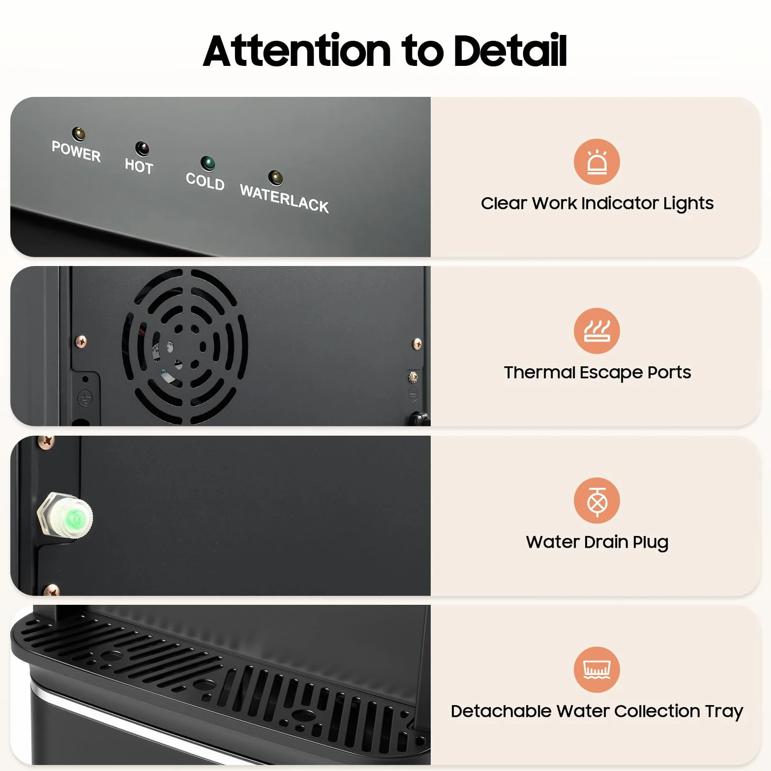 Dozownik wody stojący 550 W dystrybutor ciepłej wody 3 temperatury czarny