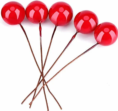 Yosoo 100 sztuk sztuczna czerwona wiśnia bożonarodzeniowa dekoracja wiszące ozdoby Holly Berry Festiwal świąteczny sztuczny owoc dekoracja DIY