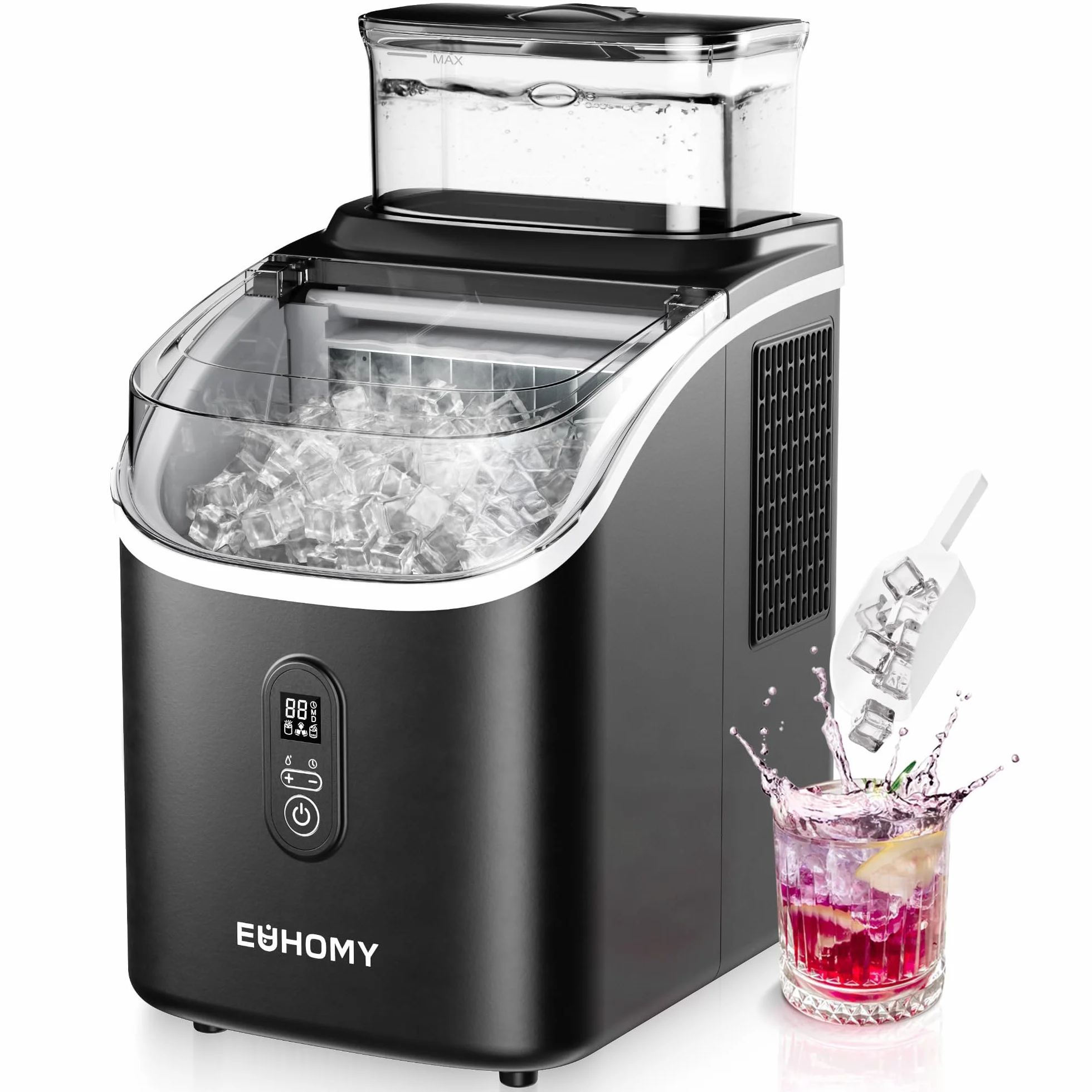EUHOMY Maszyna do lodu 15 kg/24h samoczyszcząca 1,5 l czarny