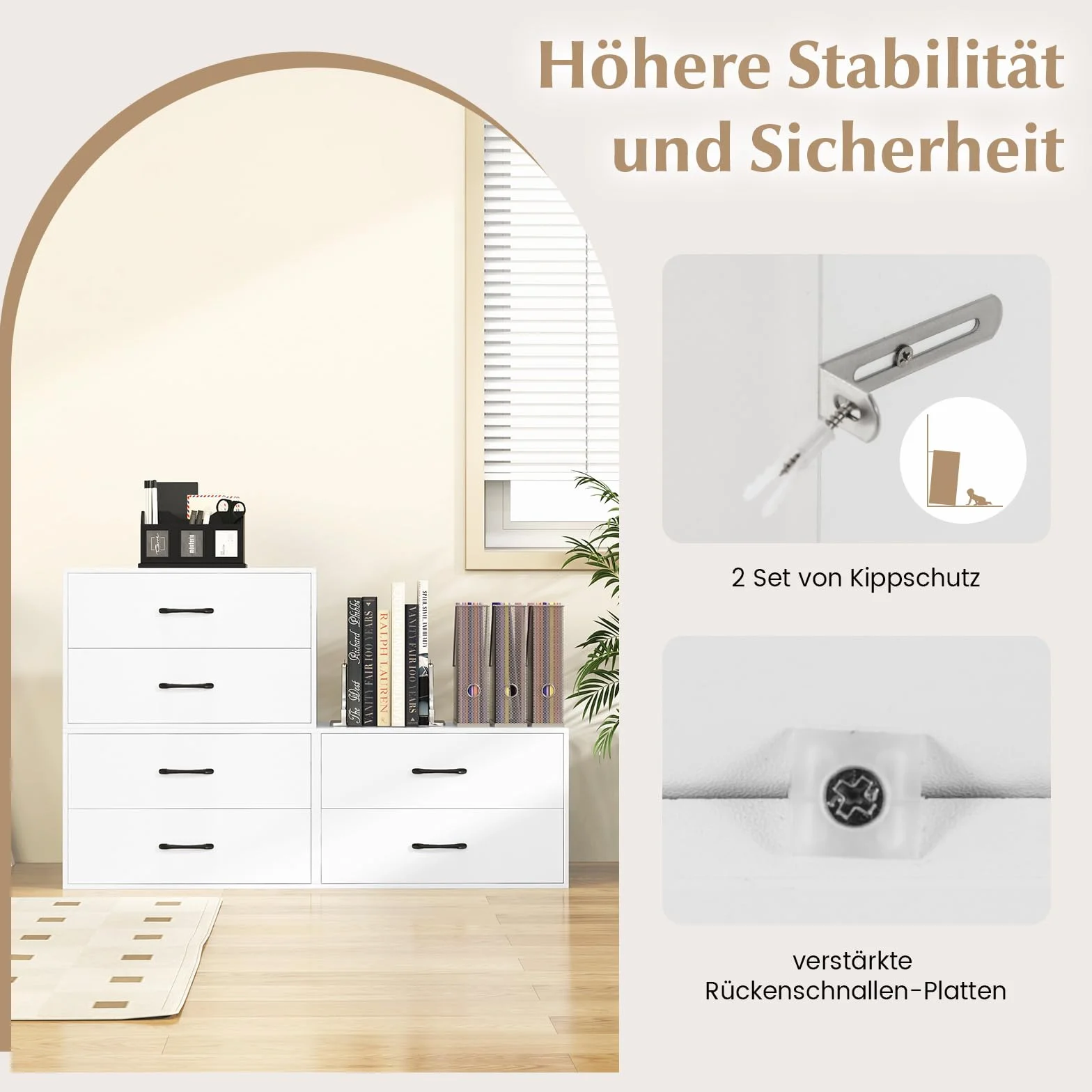 COSTWAY Komoda z 2 szufladami, szafka drewniana do przechowywania 60 x 34 x 38 cm biała