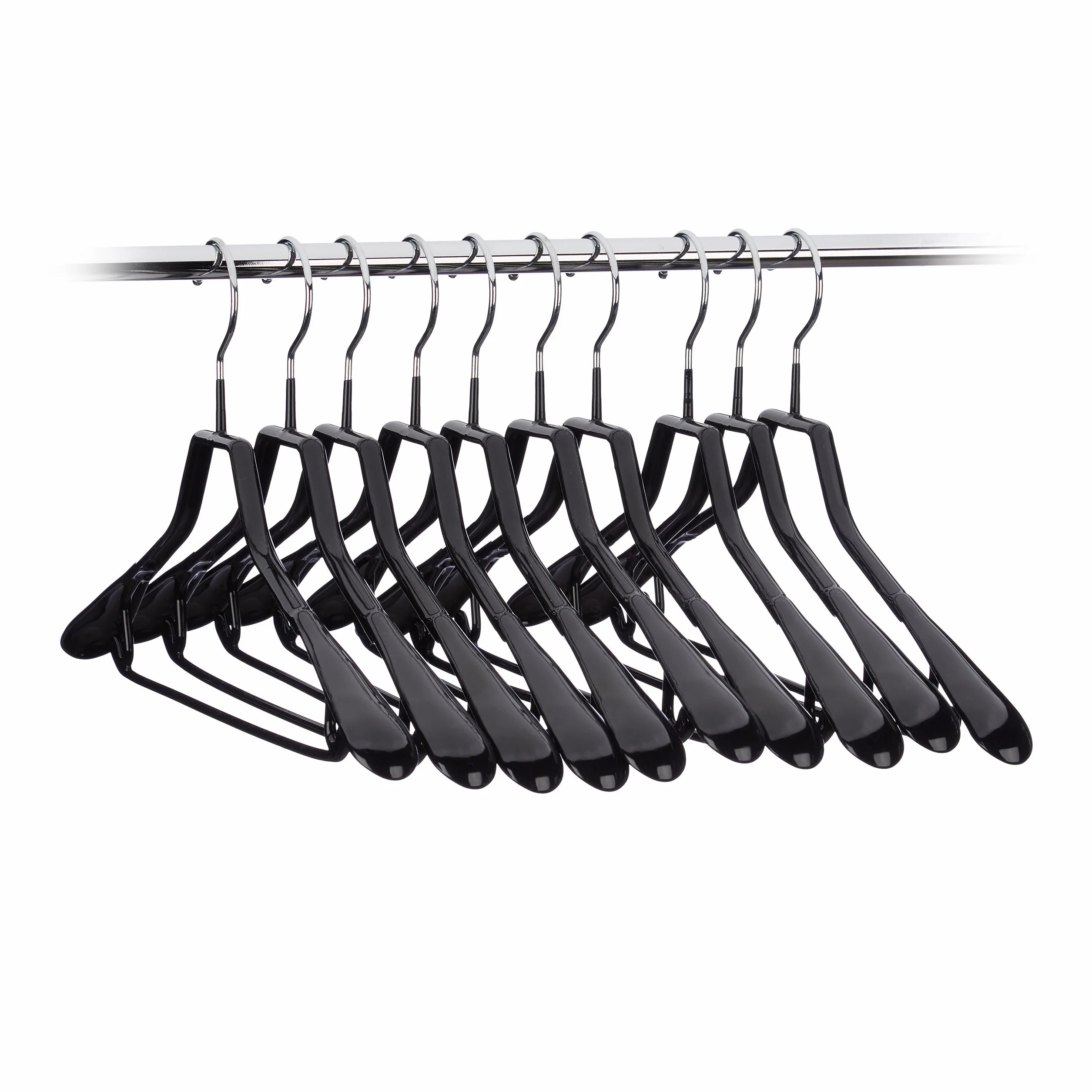 Relaxdays Czarny wieszak na garnitury zestaw 10 sztuk 44 cm gumowany antypoślizgowy