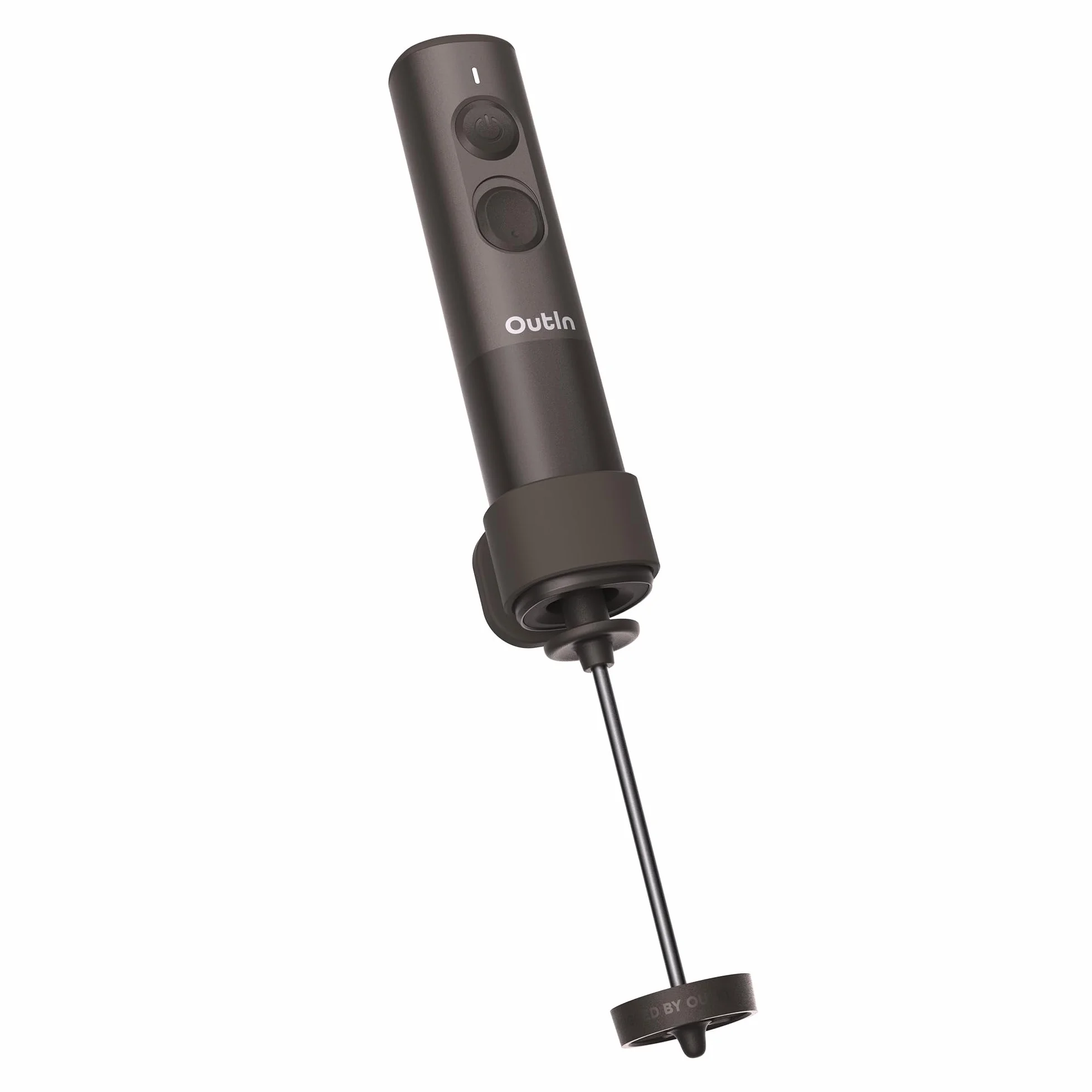 OutIn LattoGo Spieniacz do Mleka, Przenośny Mikser do Kawy i Latte Art, Akumulatorowy (USB-C) Ubijak Baristy (z Etui Podróżnym)