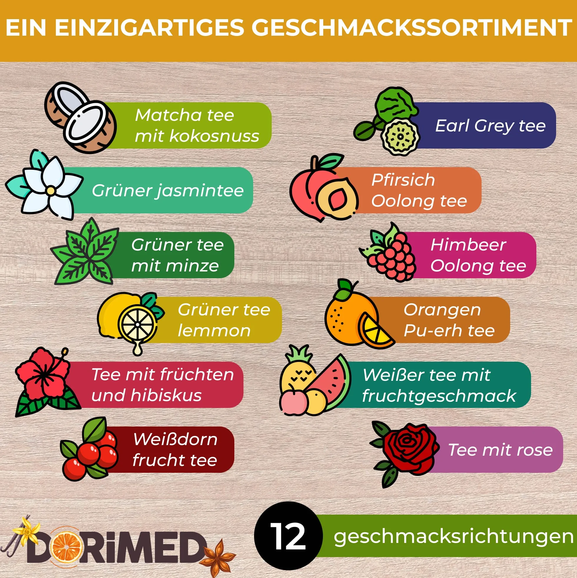 Zestaw 12 herbat i naparów Smakowe 84 saszetki Czarny Biały Zielony Matcha Earl Grey Oolong Pu-Erh Upominkowy Herbaty ziołowe