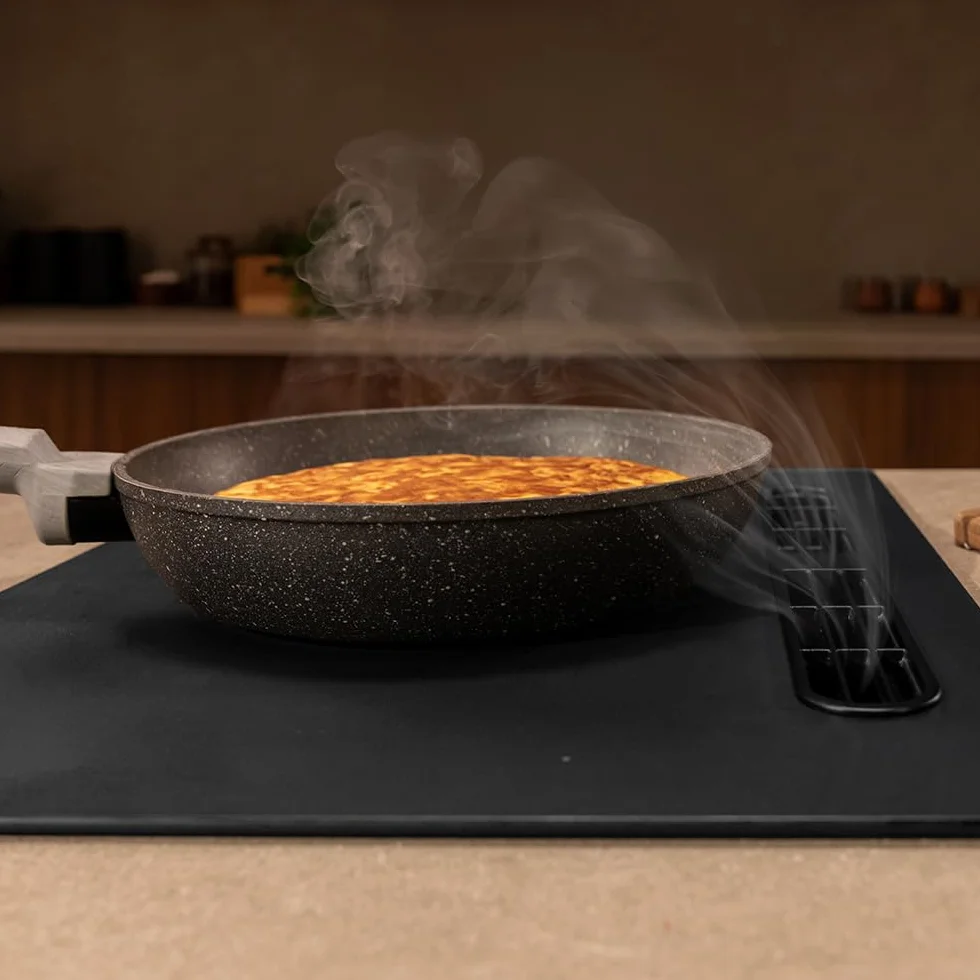 Cecotec Kompaktowa płyta indukcyjna z wbudowanym okapem 40 cm Bolero Squad IH 2200 FullFlex ShieldGlass. 3500W, 9 poziomów, Booster, Kidlock, ssanie 500 m3/h z 4 prędkościami, sterowanie dotykowe
