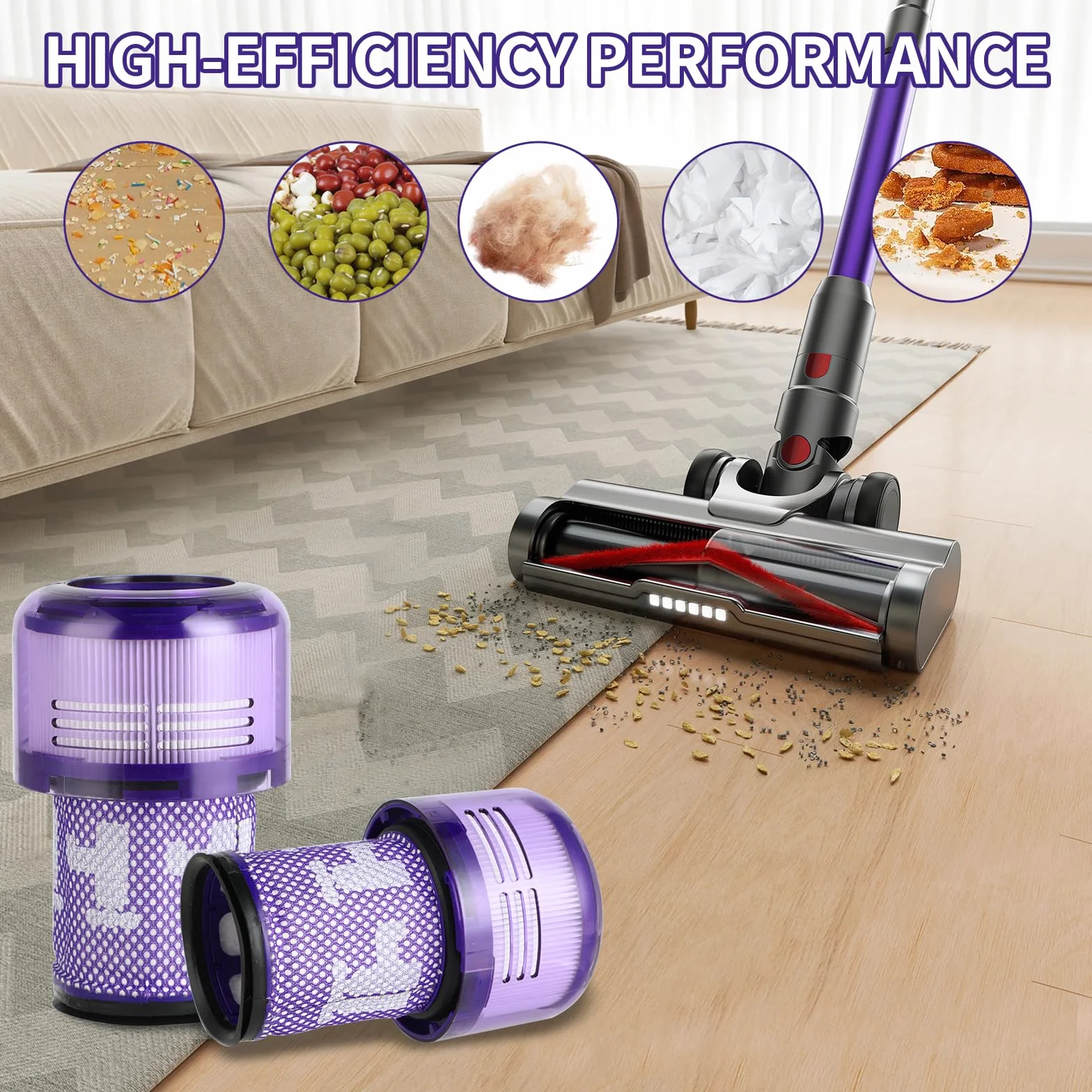2 sztuki filtrów zamiennych do odkurzacza Dyson V12 Detect Slim, kompatybilne z Absolute, Extra, Total Clean, Fluffy – Filtry do mycia do odkurzacza Dyson V12 – zastępują część 971517-01
