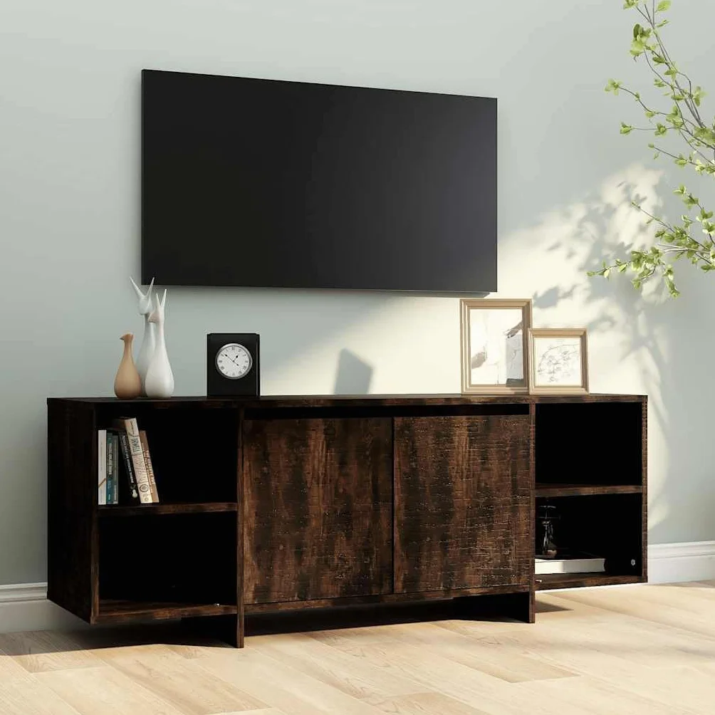 Générique Chene Fume szafka pod telewizor 130x35x50 cm drewno Ingenierie | 2 drzwi, 2 półki, przechowywanie konsoli DVD do gier, łatwe czyszczenie