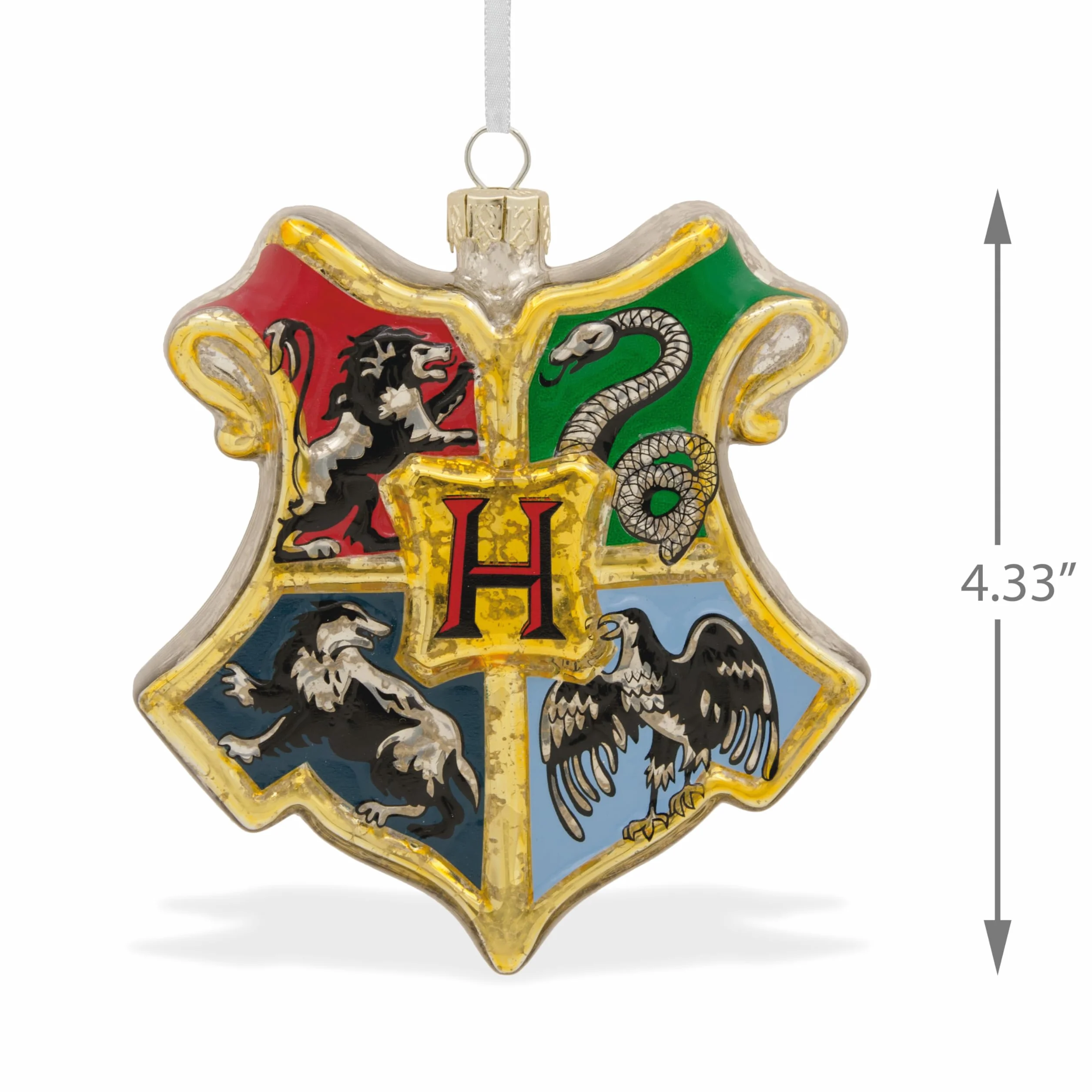 Hallmark Szklana ozdoba Hogwartu Harry'ego Pottera z herbem - Gryffindor Slytherin Ravenclaw Hufflepuff