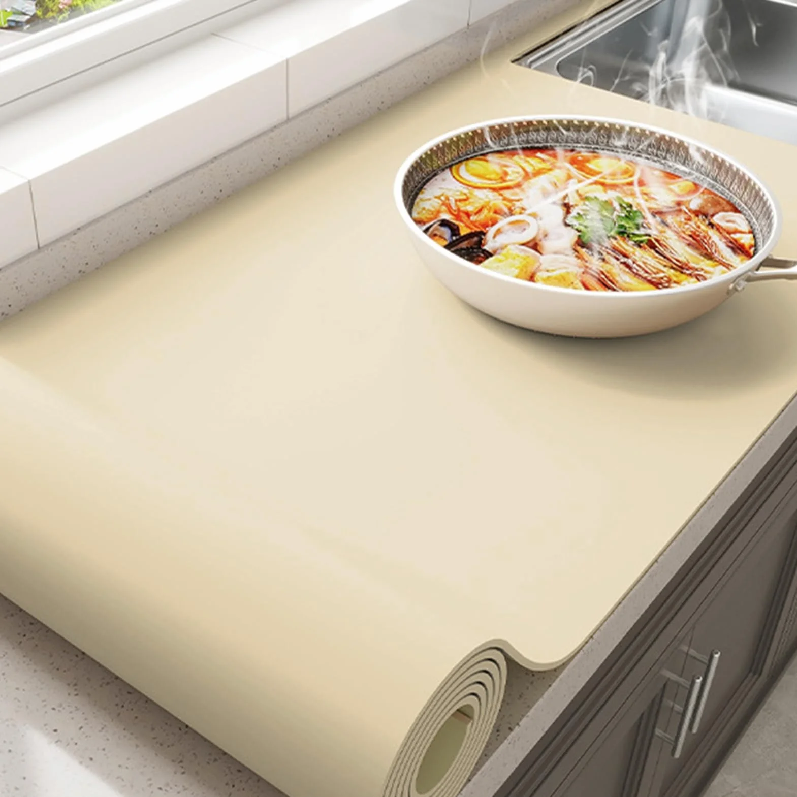 Odporna na wysokie temperatury silikonowa mata kuchenna, antypoślizgowa podkładka pod blat roboczy, 50 x 120 cm, idealna do gotowania i pieczenia, łatwa do czyszczenia