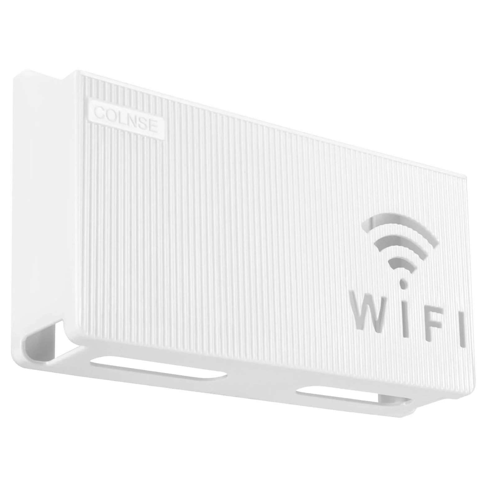 Naścienny pojemnik do przechowywania routera WiFi, biały, wentylowana półka z tworzywa ABS, organizer na routery, dekoder i konsolę do gier, ukryty tłumik kabli ze śrubami rozporowymi, oszczędność