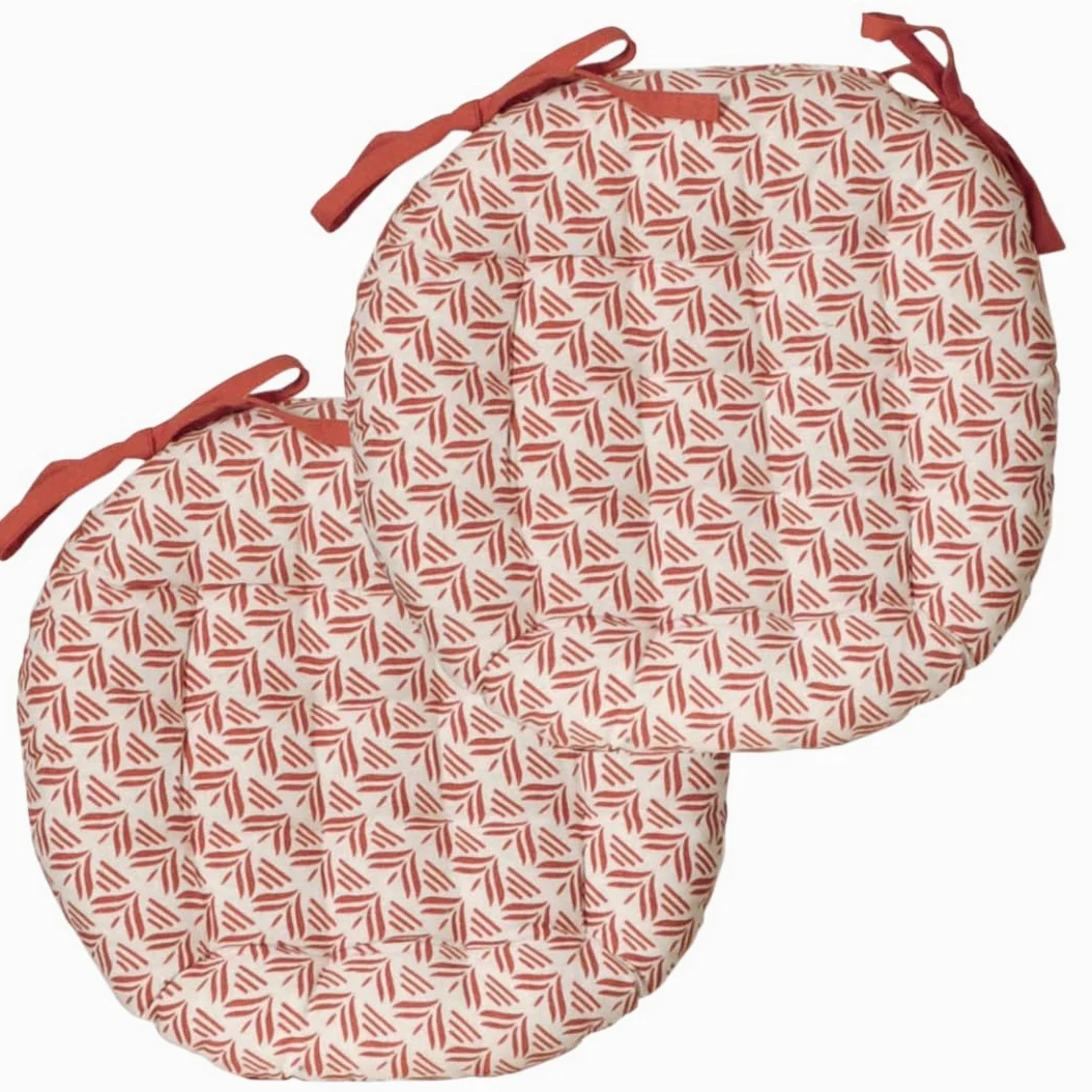 Atout Ciel Zestaw 2 dwukolorowych okrągłych krzeseł D.40cm, z nadrukiem terakotowym/gładkim