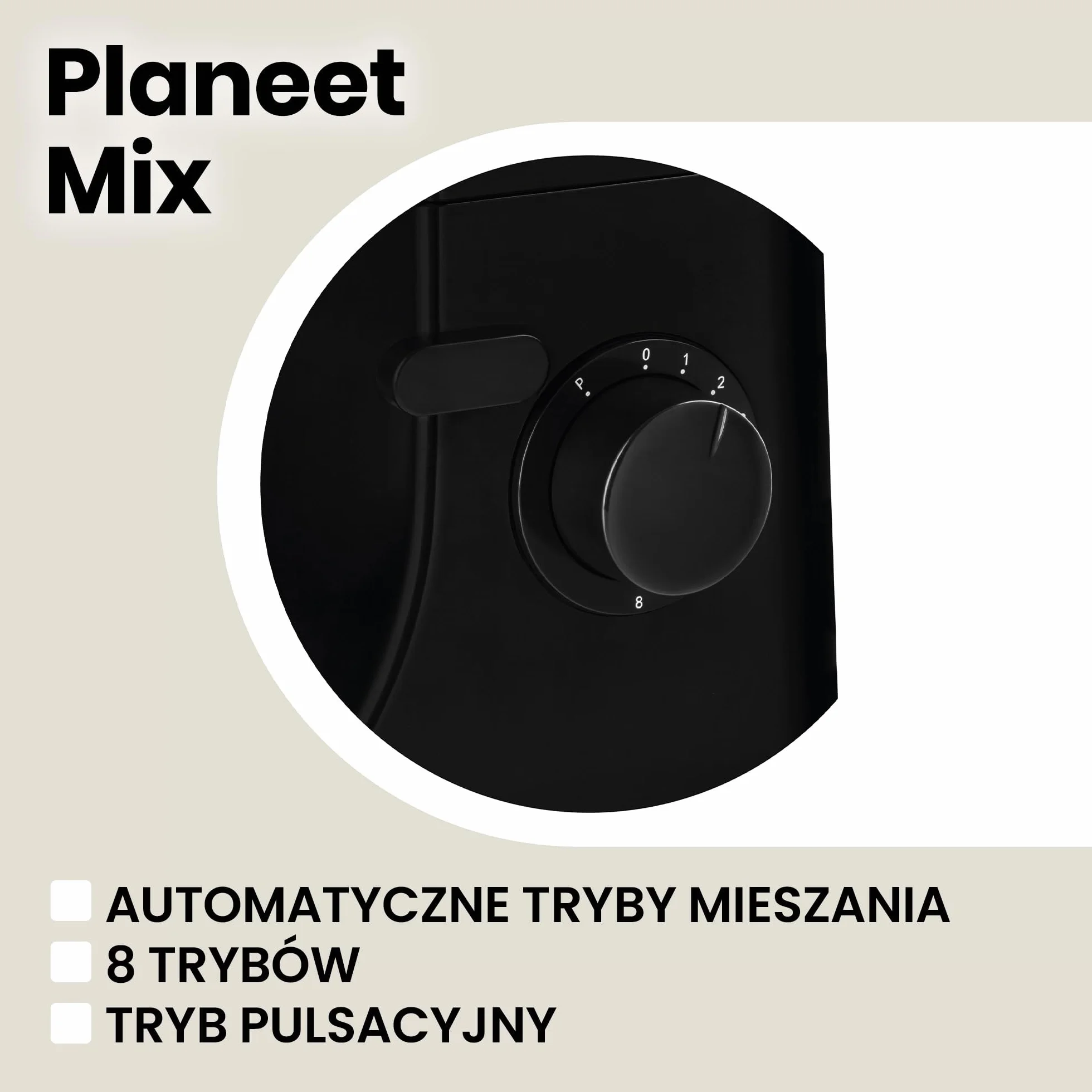 ZEEGMA PLANEET MIX Robot Planetarny 1800 W, Wielofunkcyjny Robot Kuchenny z Misą 5L z Uchwytem i Pokrywką, 8 Prędkości Pracy, 3 Narzędzia Miksujące Panel Dotykowy (Czarny)