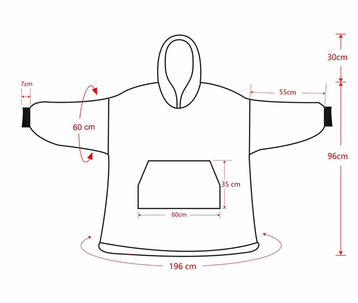 Sacebeleu Koc z kapturem, pluszowy koc Sherpa z rękawami, oversize, sweter z kieszenią typu kangur, flanelowy koc polarowy, rozmiar uniwersalny dla kobiet, mężczyzn