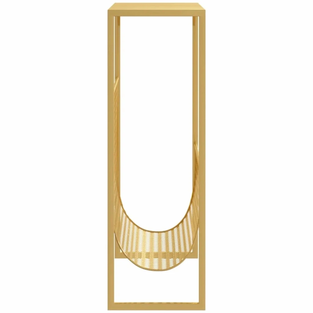 Generisch Stojak na czasopisma Golden 35 x 15 x 45 cm stal | Stabilny, trwały, dużo miejsca na książki, blat stołu do dekoracji, do biura, salonu, sypialni