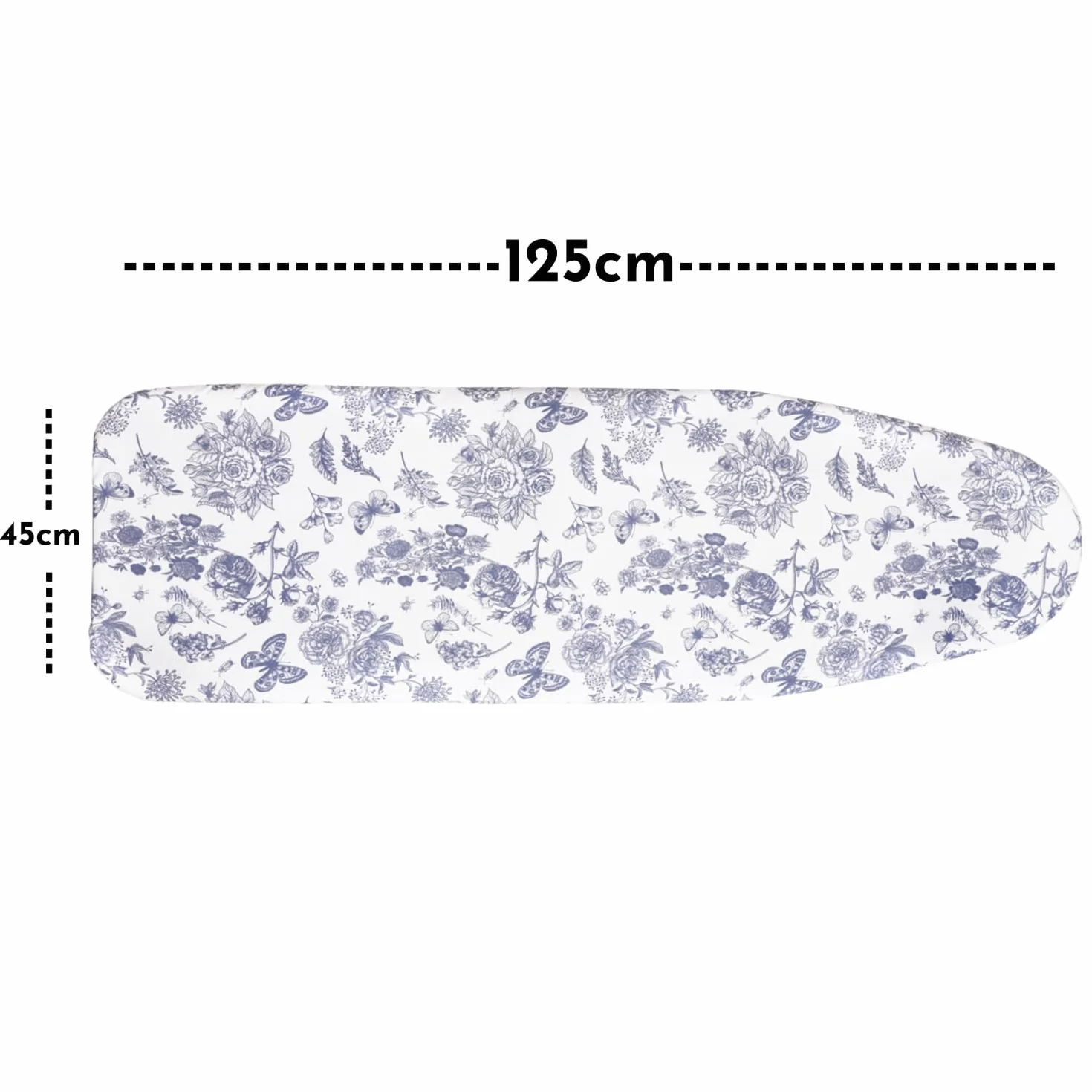 Duży pokrowiec na deskę do prasowania 150 x 55 cm, szeroki pokrowiec na deskę do prasowania z wyściółką filcową o grubości 6 mm, sznurek ściągający, zapięcia na rzepy, nadruk kwiatowy i