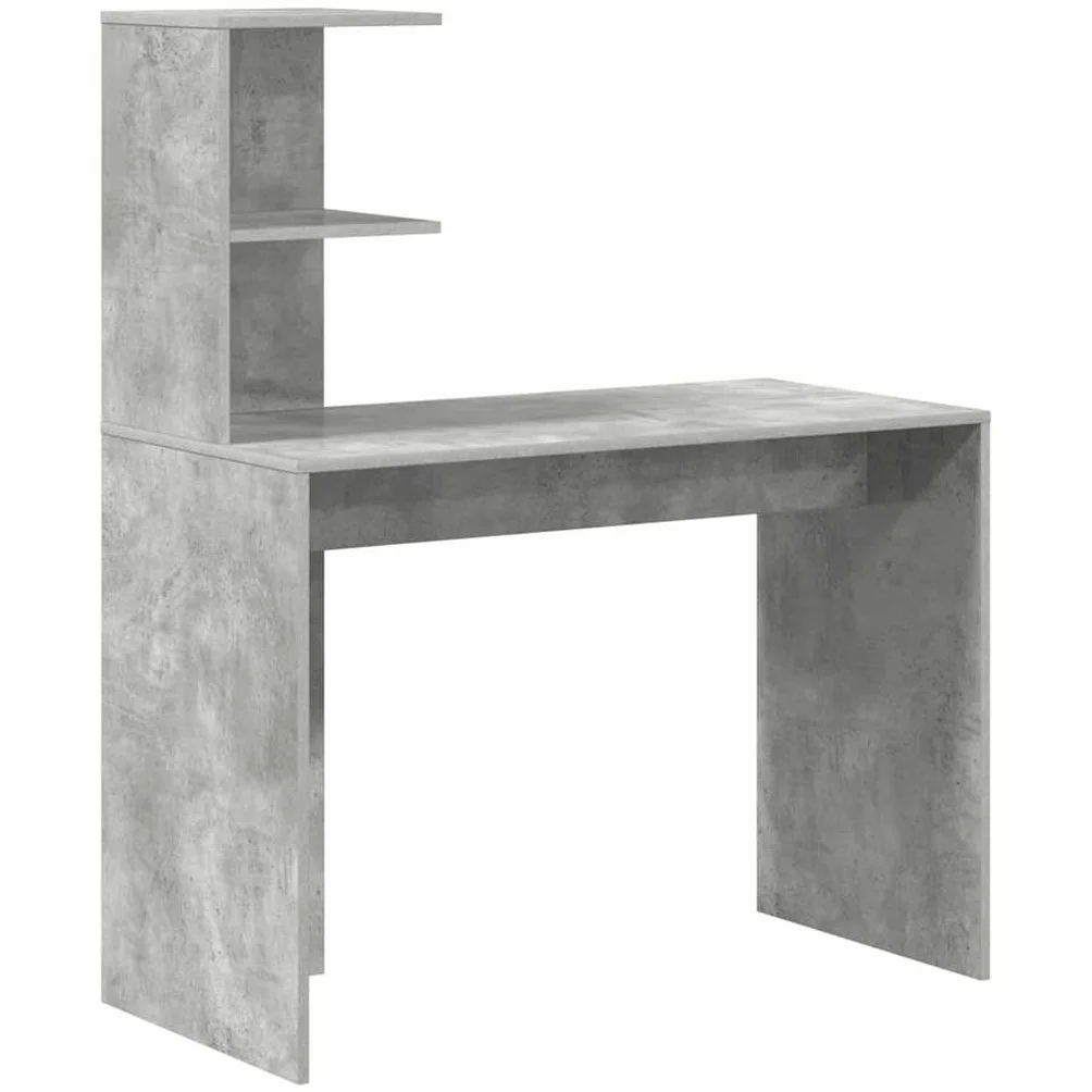 2-częściowy zestaw biurka betonowego z materiału drewnopochodnego z wysoką szafką 133,5 x 50 x 124 cm, drzwi na zawiasy, miejsce do przechowywania do biura, biura, laptopa, monitora