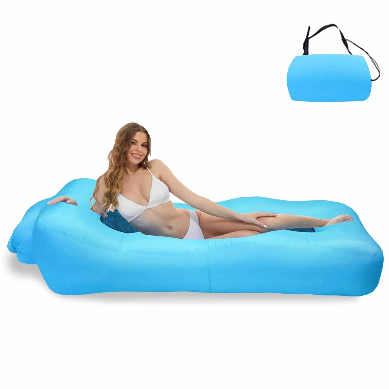 Nadmuchiwana sofa, 210T, wodoszczelna sofa powietrzna z torbą do noszenia, nadmuchiwana leżanka, sofa powietrzna na kemping, do parku, na plażę, na basen i imprezy na plaży