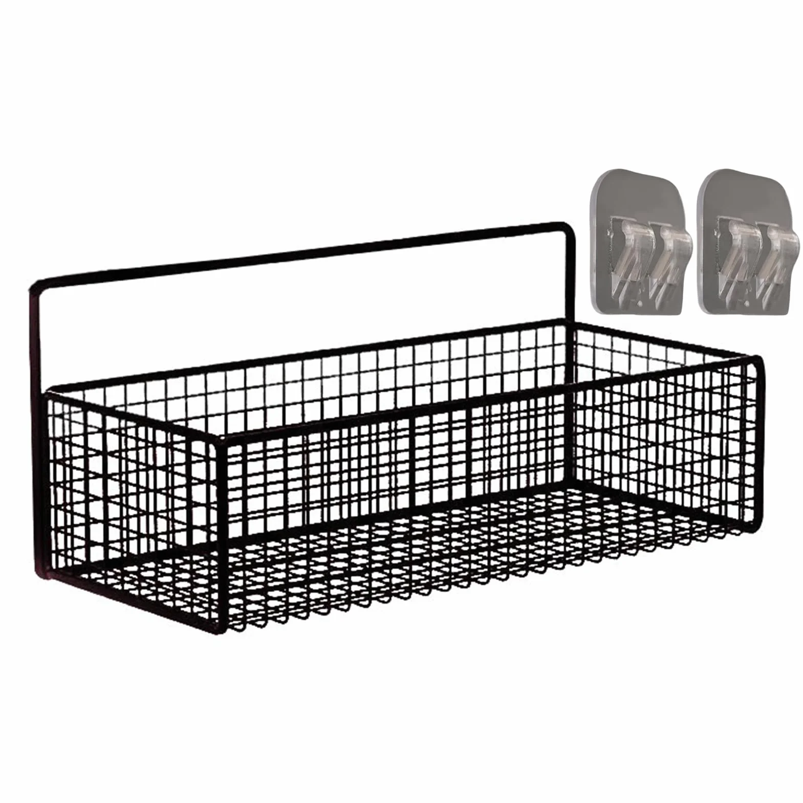 ShowerCaddy, Wall Mounted Iron Storage Shelf for Bathroom & Kitchen, No Drilling Basket Rack with Adhesive Backing for Toiletries Spices Sink Cleaning or ShowerWall Use