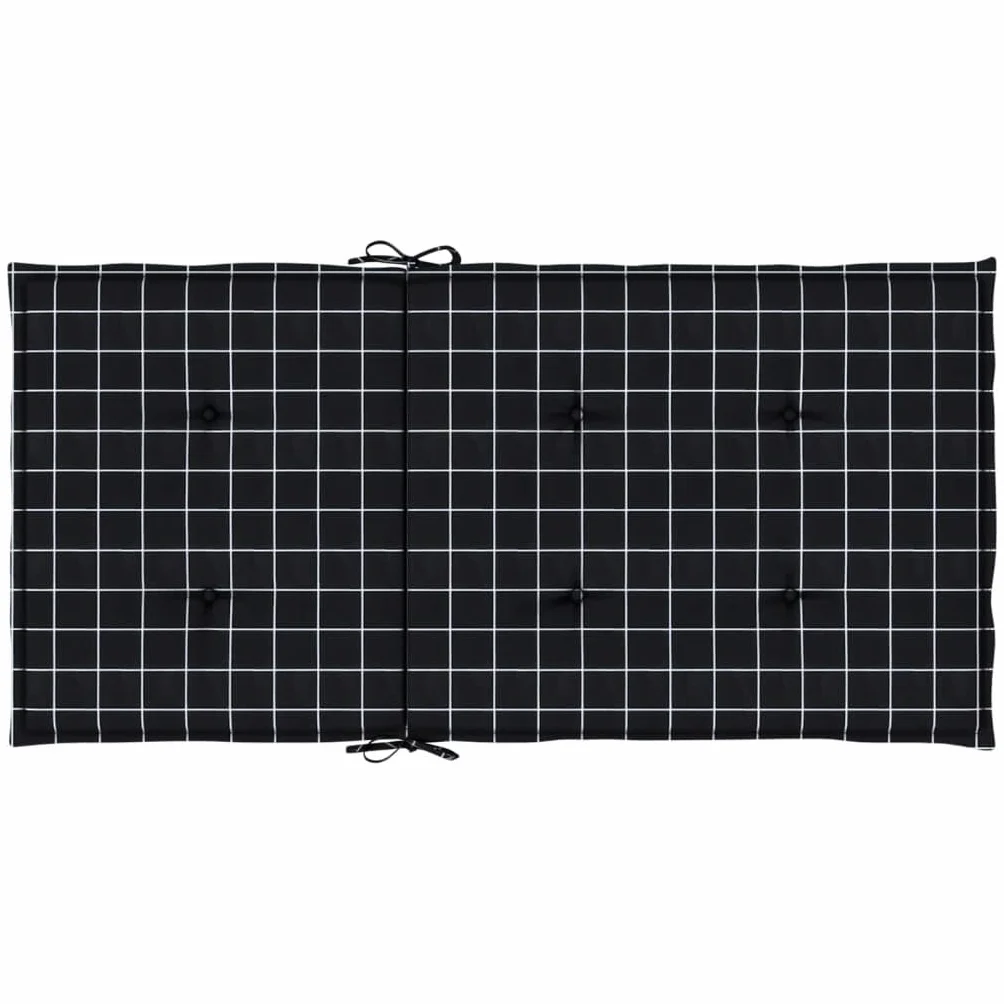 Poduszka na oparcie niskie 6 sztuk, 100 x 50 x 4 cm, czarna | Wodoodporny poliester, wypełnienie z włókna piankowego, antypoślizgowe ze sznurkami, do użytku wewnątrz i na zewnątrz