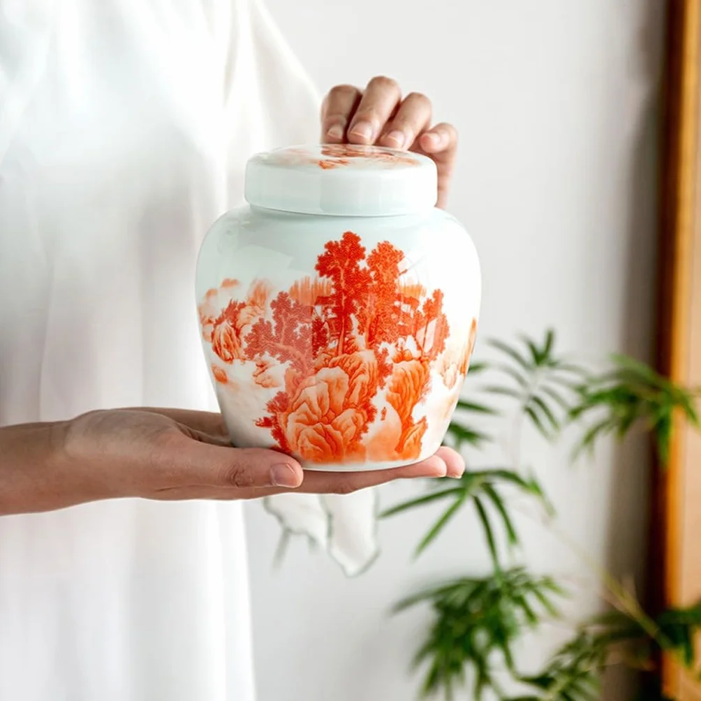 HLTYGWX Zestaw pojemników na herbatę Wiosna Zestaw pojemników na herbatę, Ceramiczny pojemnik do przechowywania herbaty, Zamknię pojemnik do przechowywania ziaren kawy Puszka na herbatę