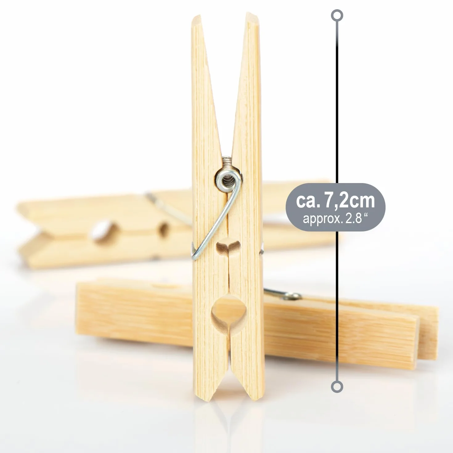 COM-FOUR® 60x Bambusowe klamerki do ubran - zrównowazone drewniane klamerki - klamerki do wieszania prania, rekodziela, dekoracji - klamerki bambusowe (Bambus - 60 sztuk)